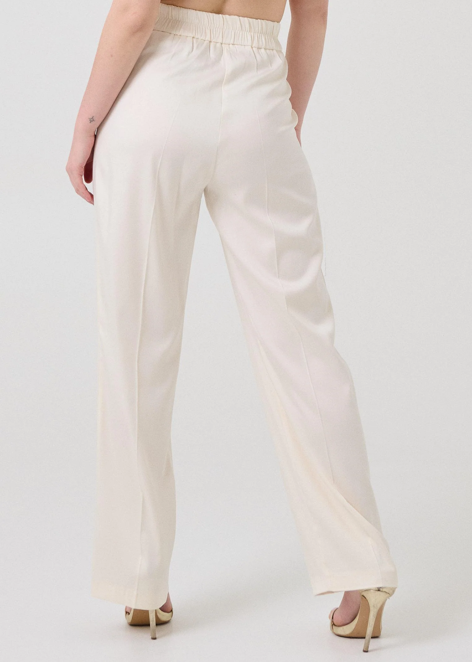 Pantalone a vita alta Armoire bianco con pinces - Image 3
