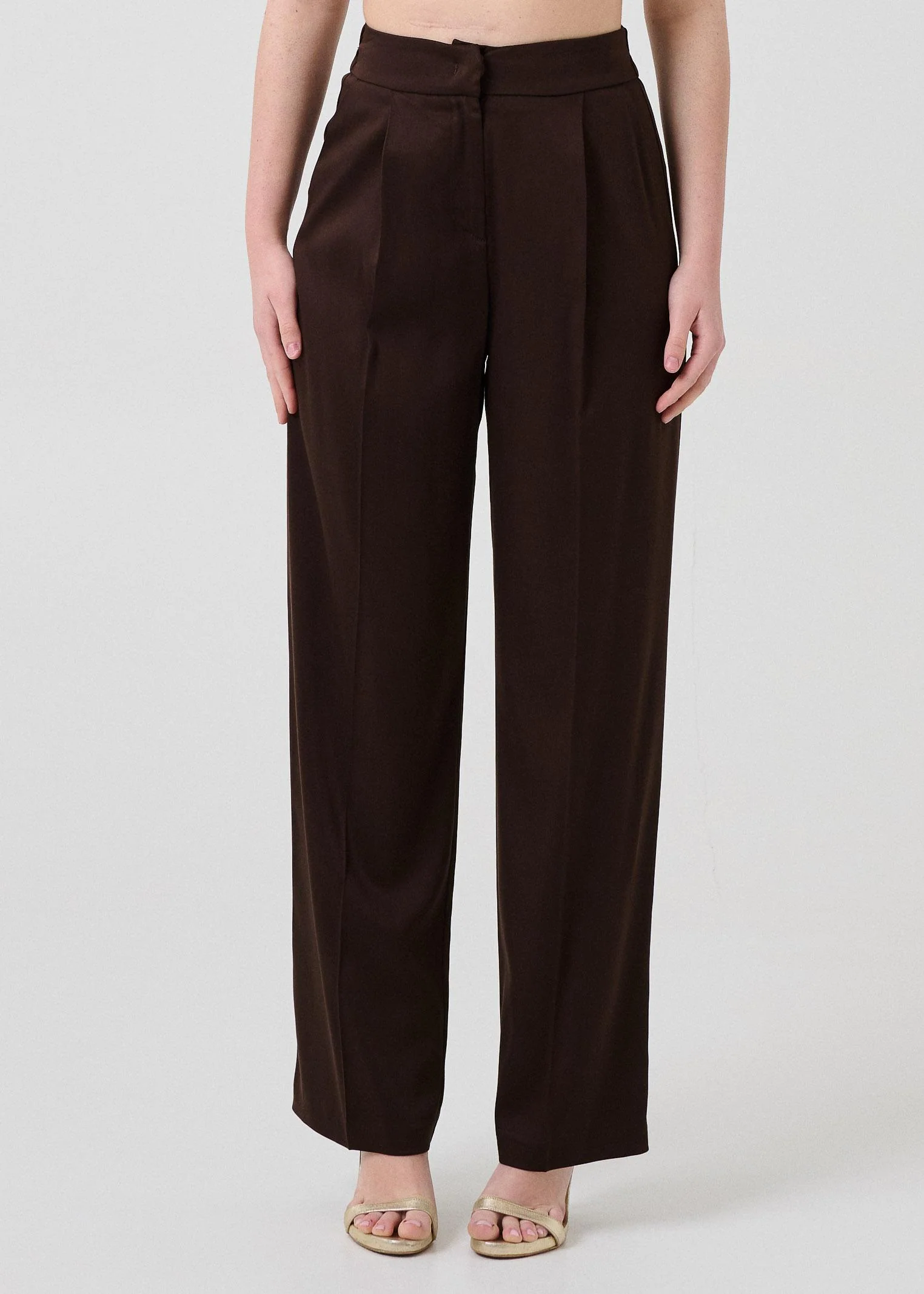 Pantalone a vita alta Armoire cioccolato con pinces