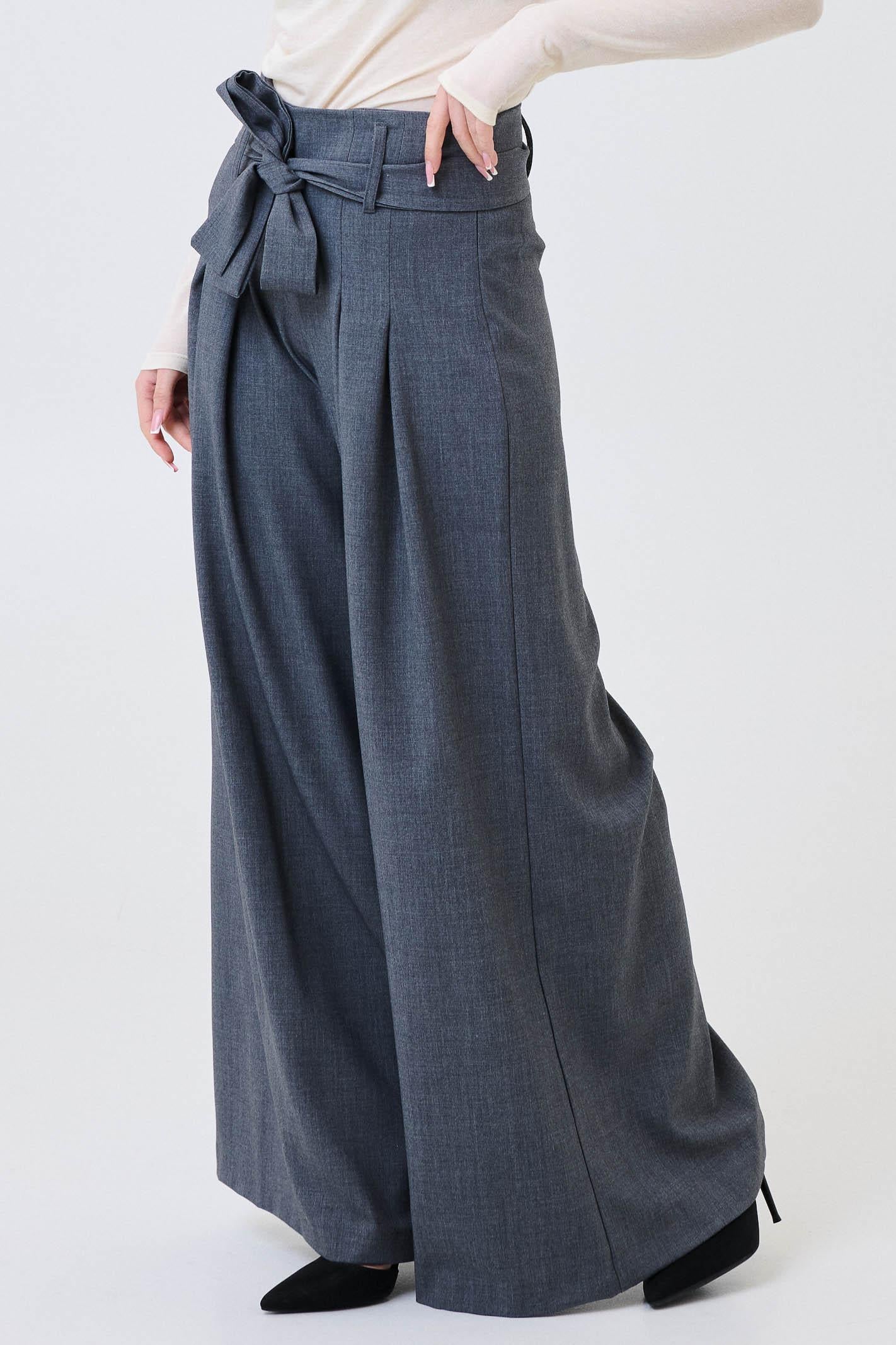 Pantalone a palazzo Armoire grigio antracite con pinces - Image 2