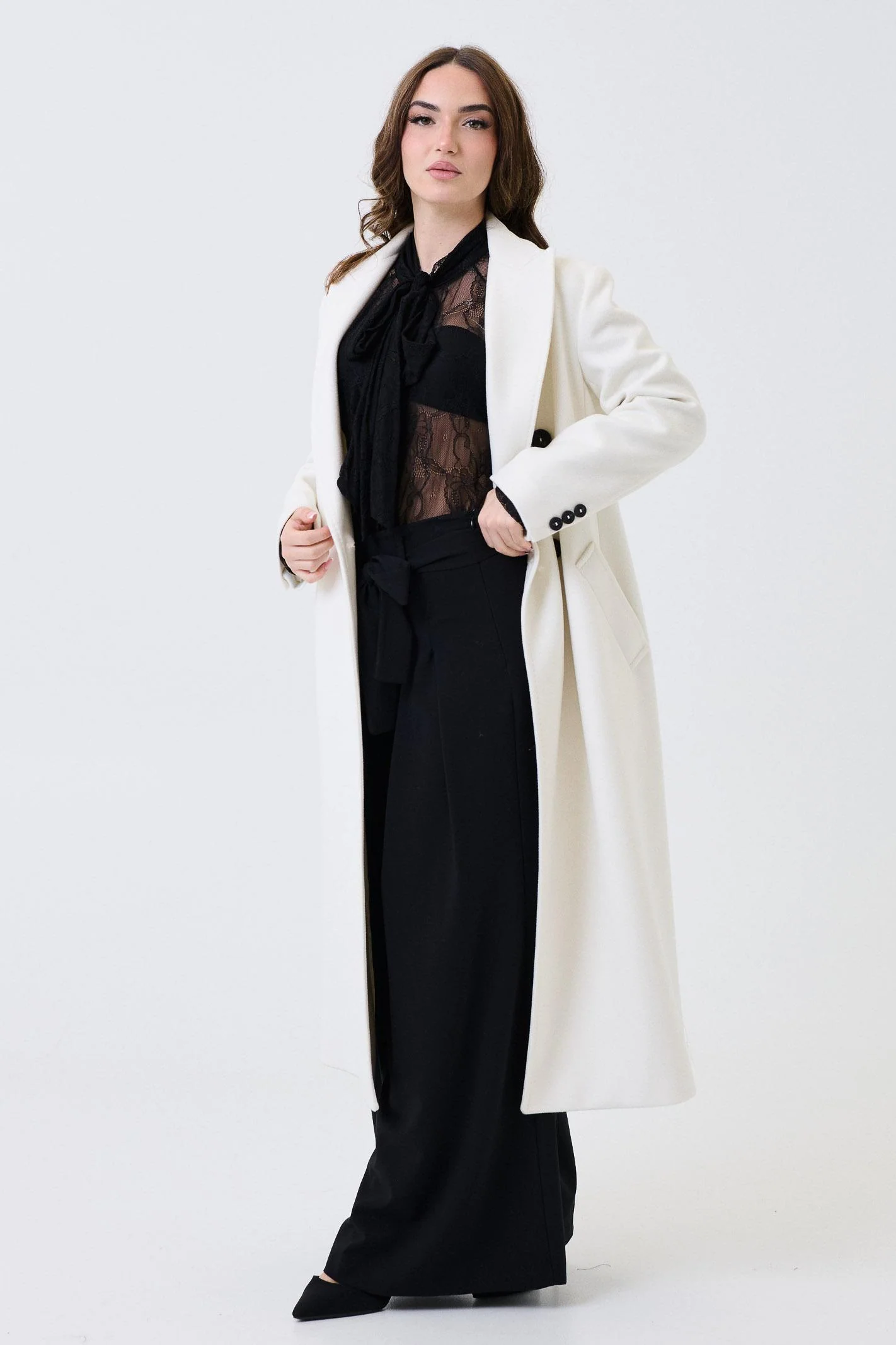 Cappotto lungo Armoire panna doppiopetto - Image 3