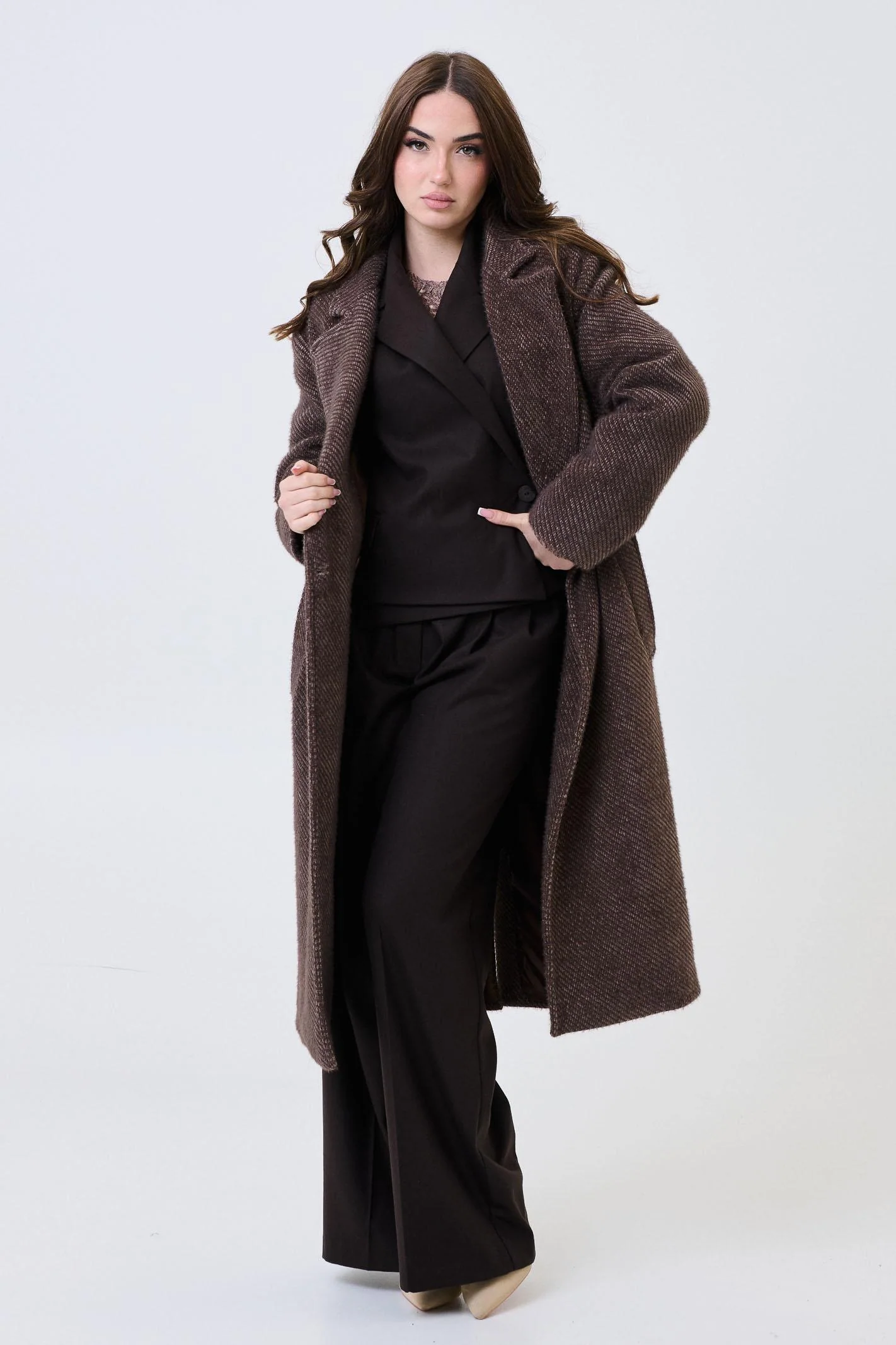 Cappotto lungo Armoire moro effetto bouclé - Image 2