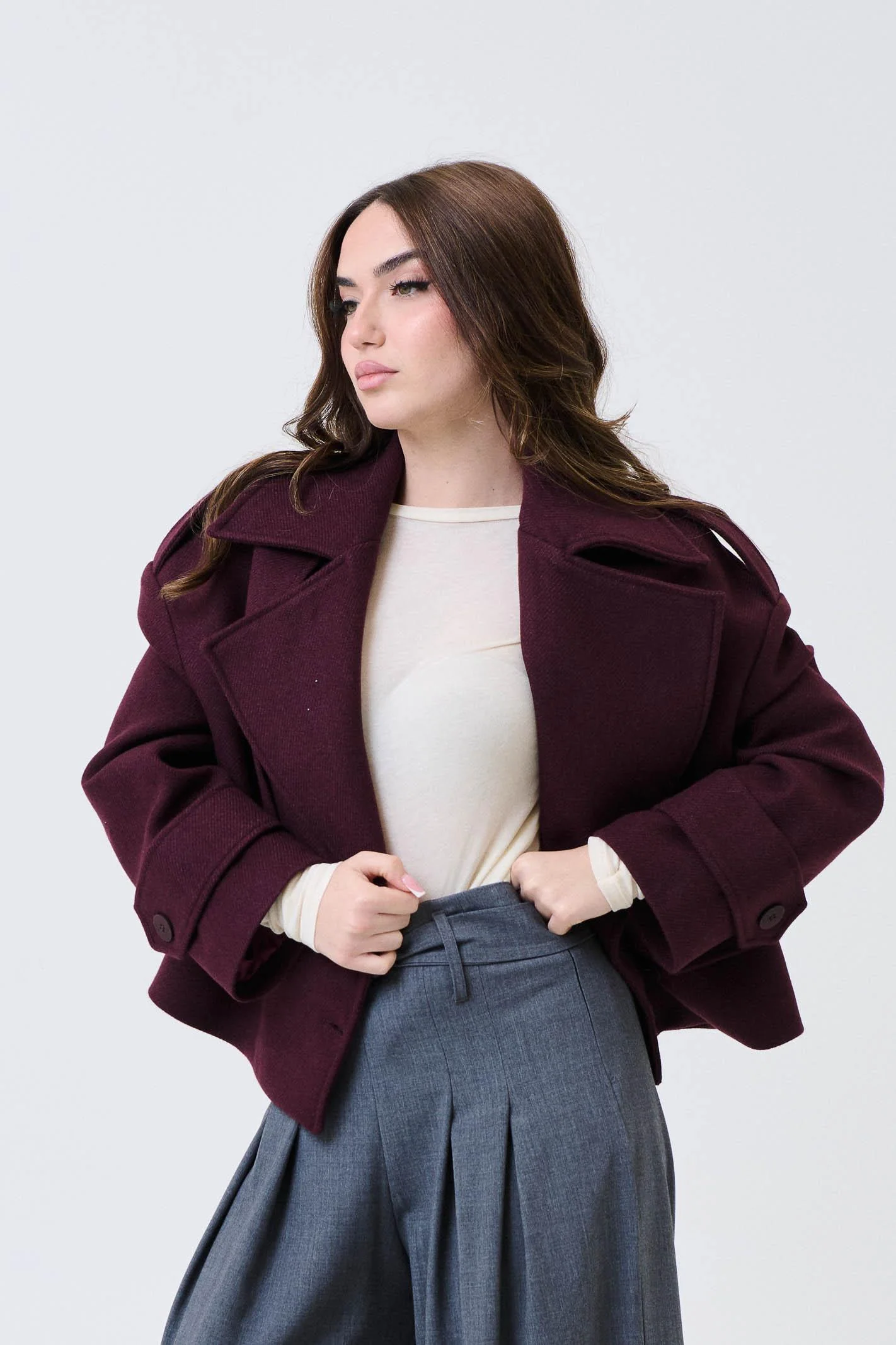 Cappotto corto doppiopetto Armoire bordeaux - Image 2