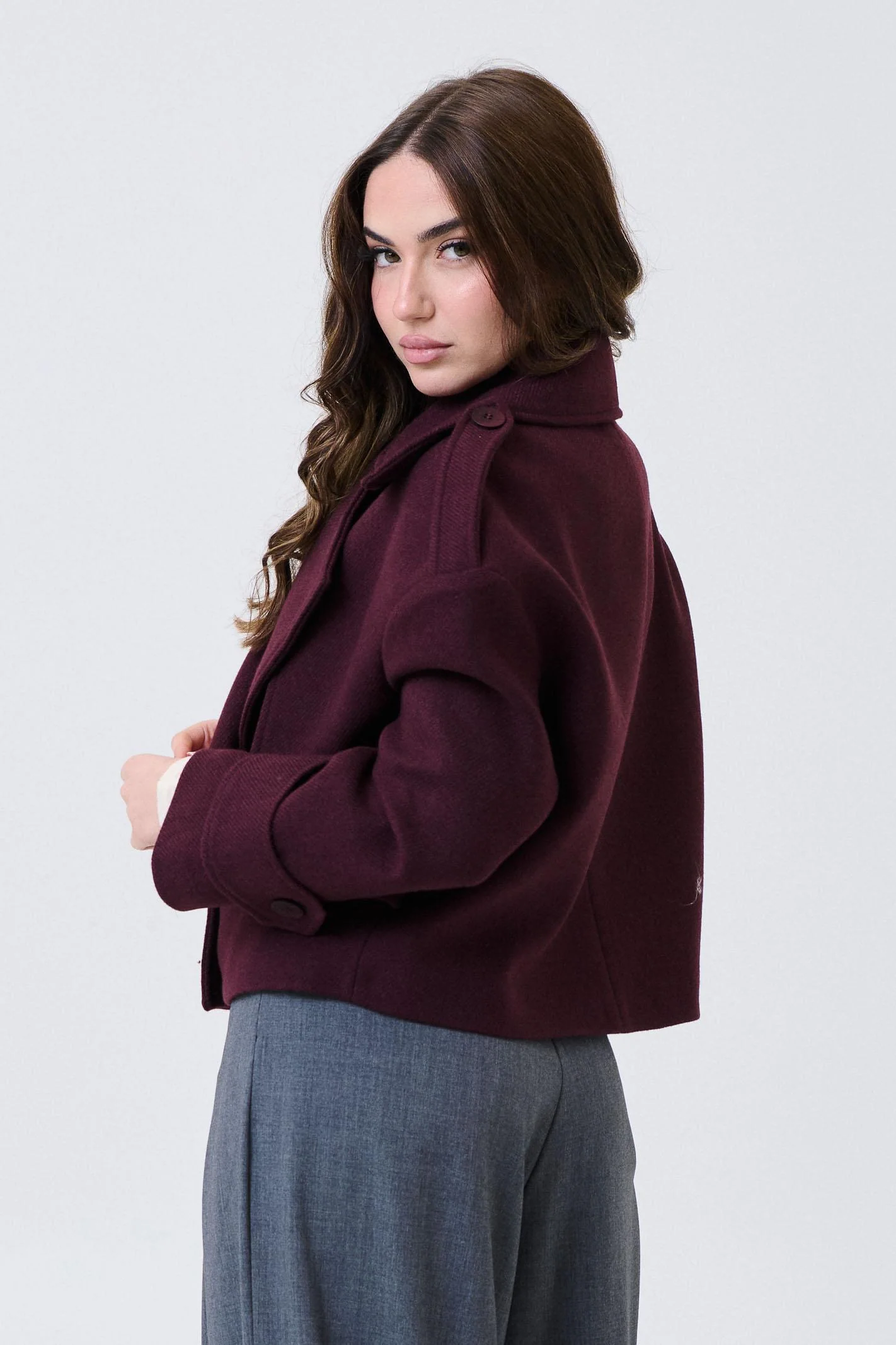 Cappotto corto doppiopetto Armoire bordeaux - Image 3