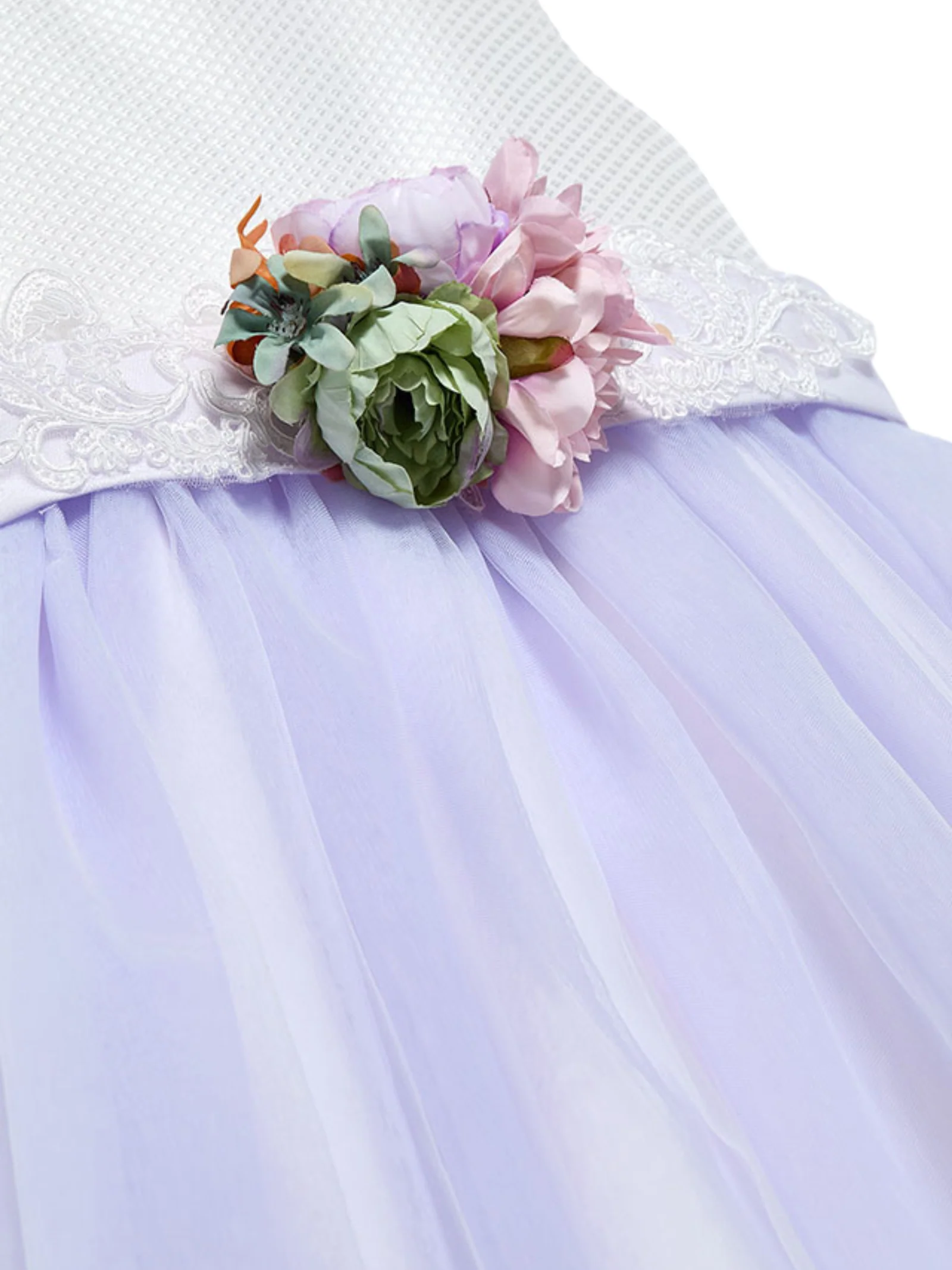 Abito Abel & Lula bianco e lilla con fiori e tulle - Image 3