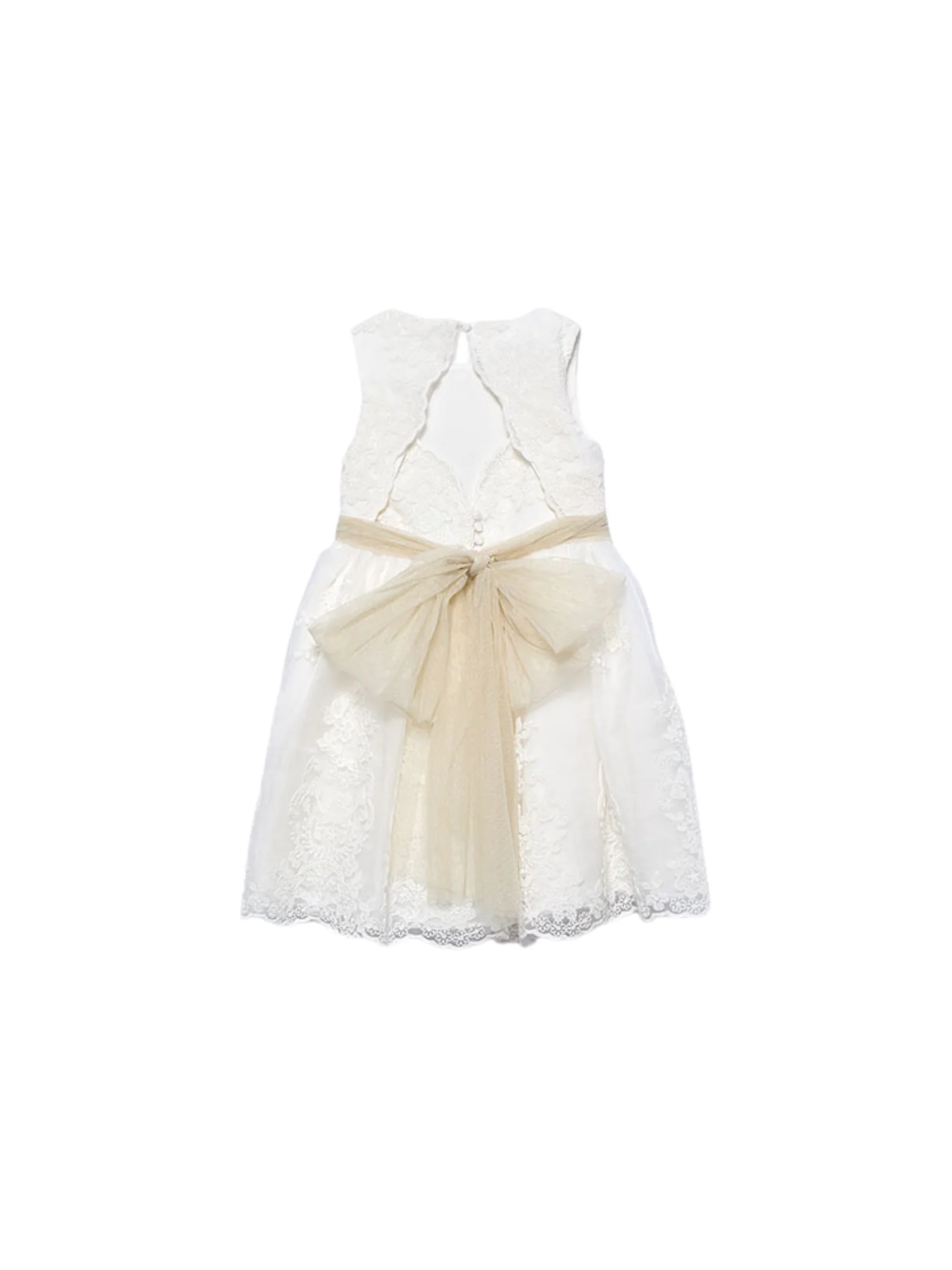 Abito organza Abel & Lula avorio con dettagli beige - Image 2
