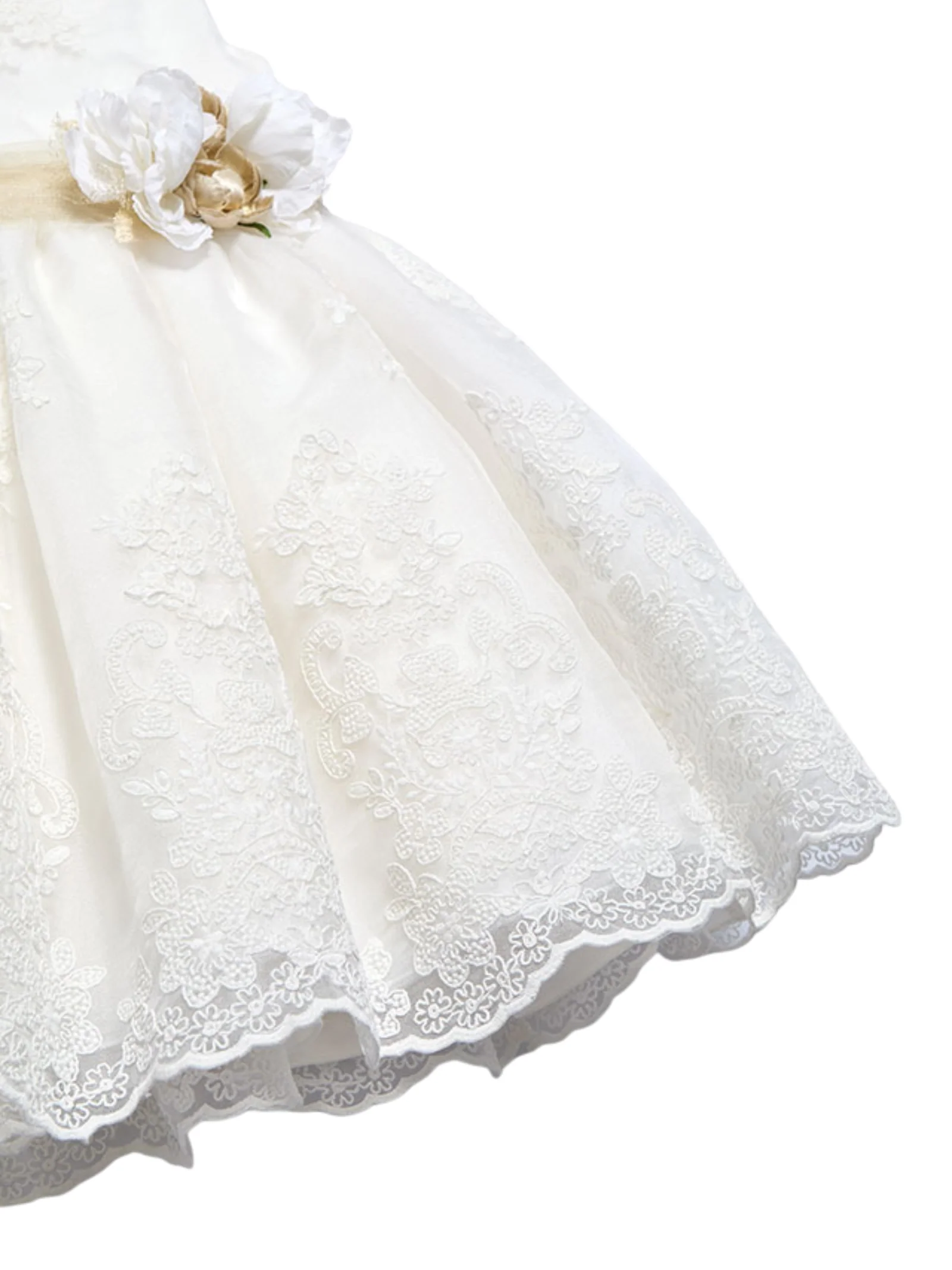 Abito organza Abel & Lula avorio con dettagli beige - Image 3