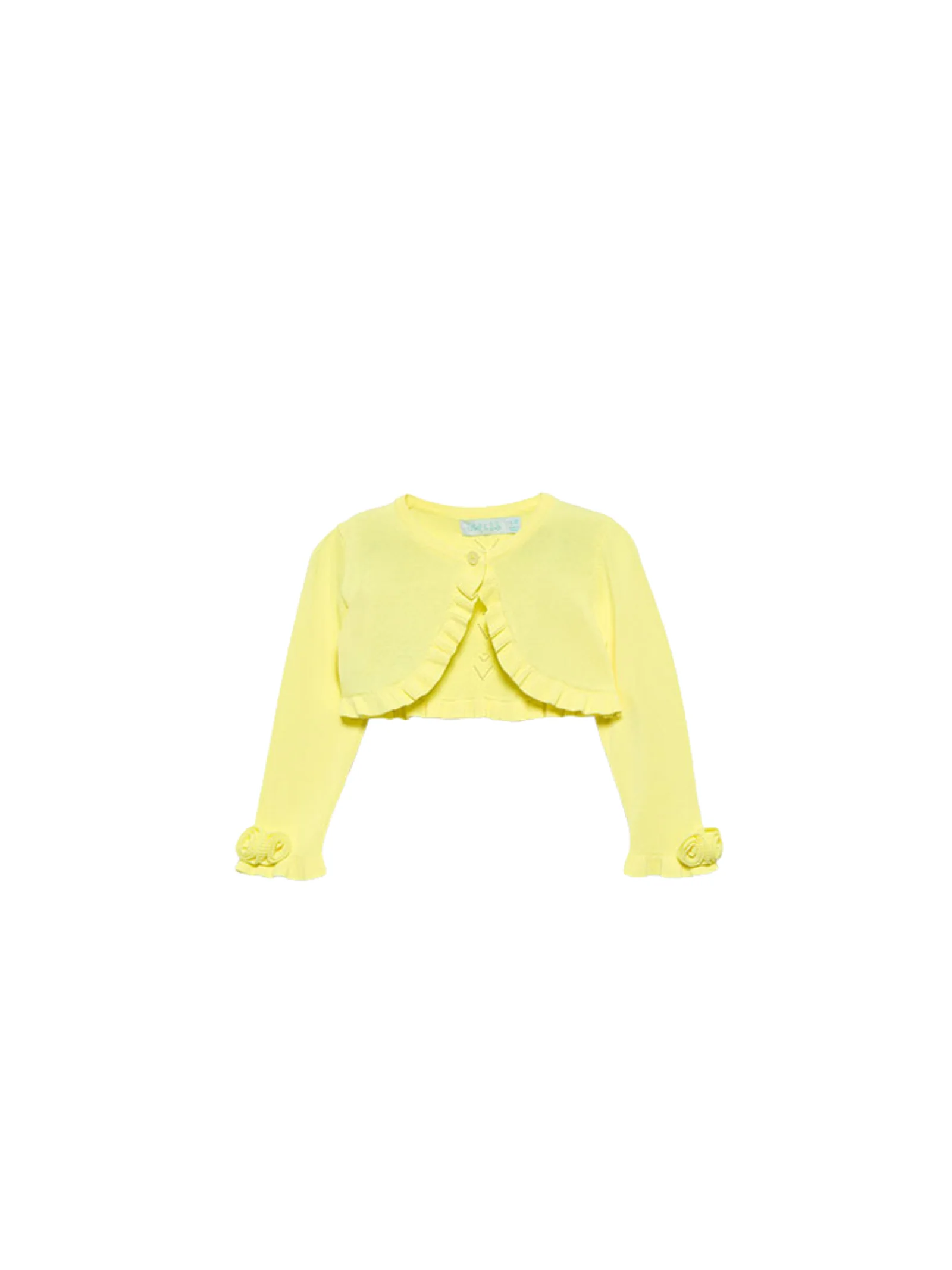 Cardigan Abel & Lula giallo con volant e applicazioni floreali