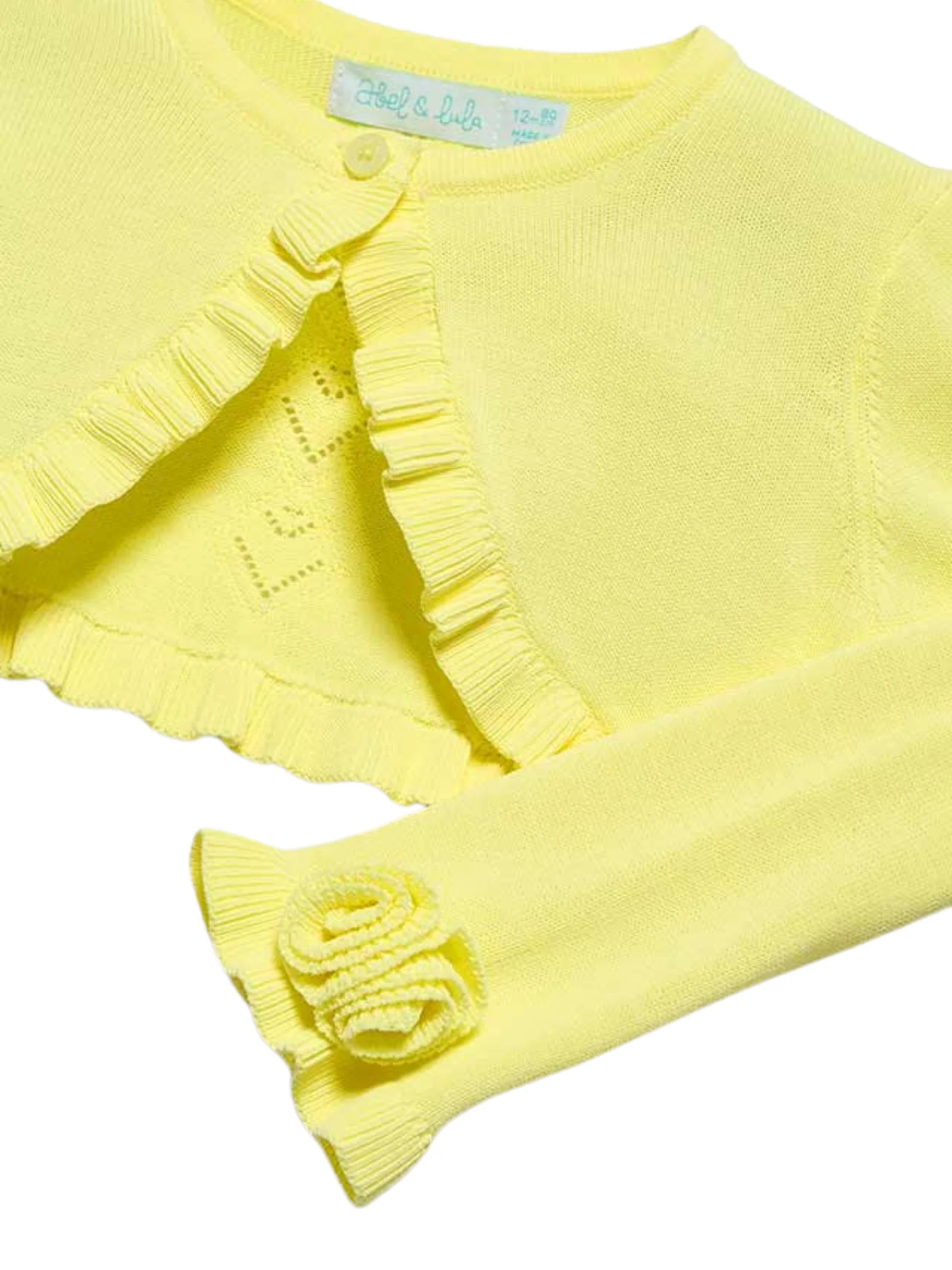 Cardigan Abel & Lula giallo con volant e applicazioni floreali - Image 3