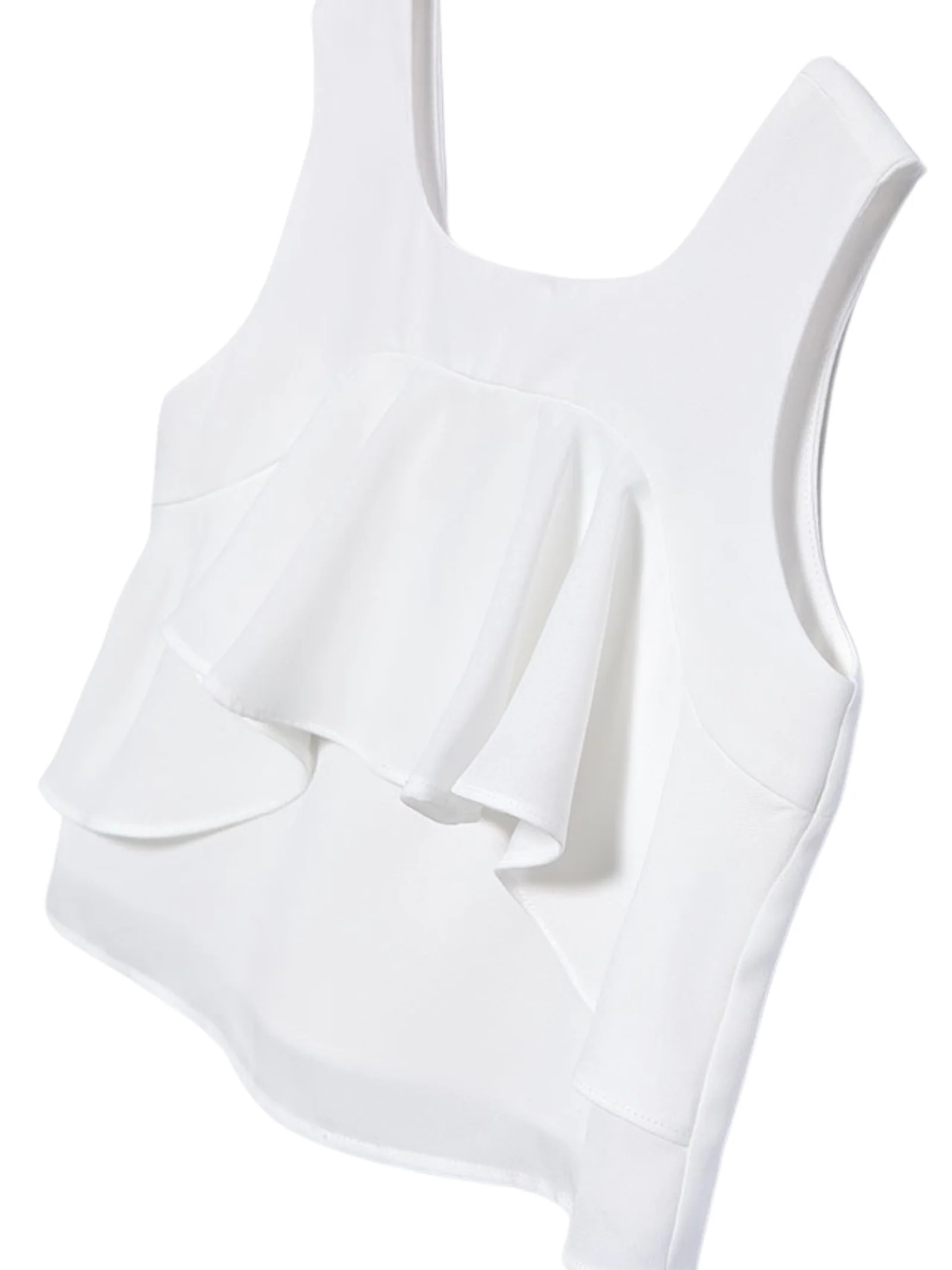 Top crop Abel & Lula bianco in chiffon con volant frontale - Image 3