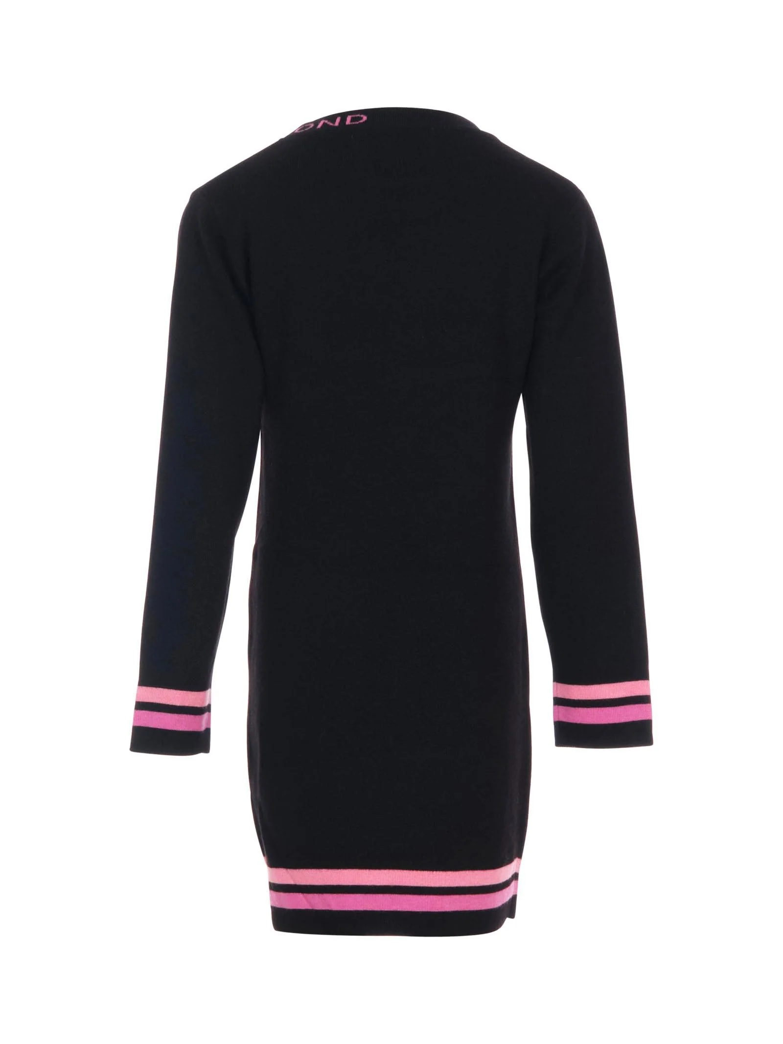 Abito a costine John Richmond nero con dettagli fucsia - Image 3