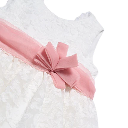 Abito Abel & Lula bianco con fiocco rosa in tulle - Image 3
