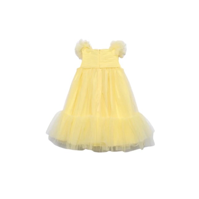 Abito Abel & Lula giallo in tulle con maniche volant - Image 2
