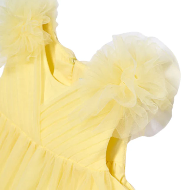 Abito Abel & Lula giallo in tulle con maniche volant - Image 3