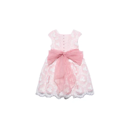 Abito Abel & Lula rosa cipria con pizzo floreale e fiocco in tulle - Image 2