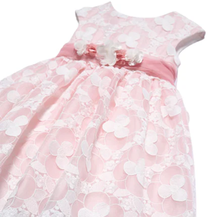 Abito Abel & Lula rosa cipria con pizzo floreale e fiocco in tulle - Image 3