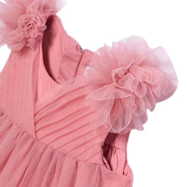 Abito Abel & Lula rosa in tulle con maniche volant - Image 3