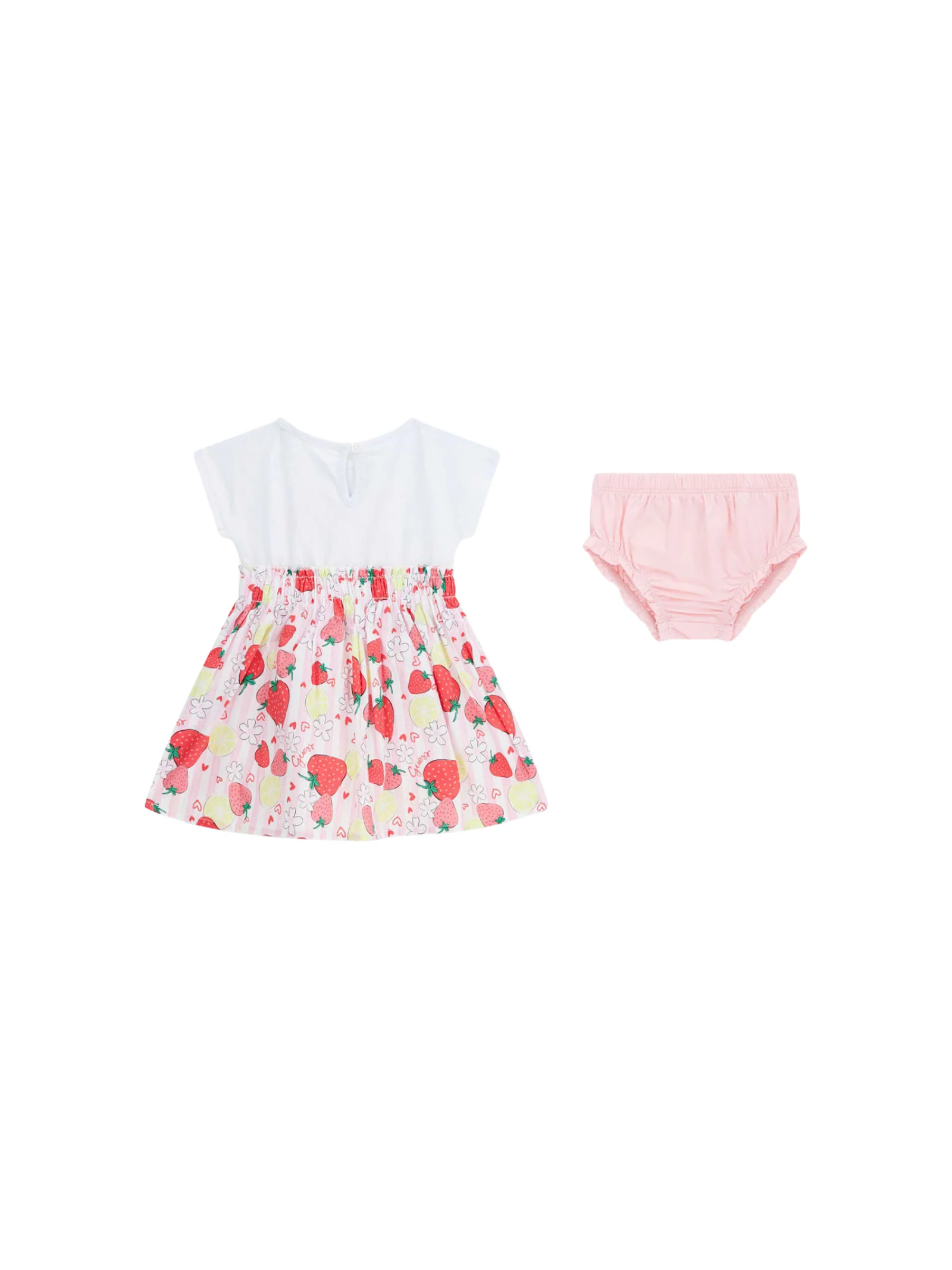Abito con culotte Guess bianca e rosa con fantasia fragole - Image 2