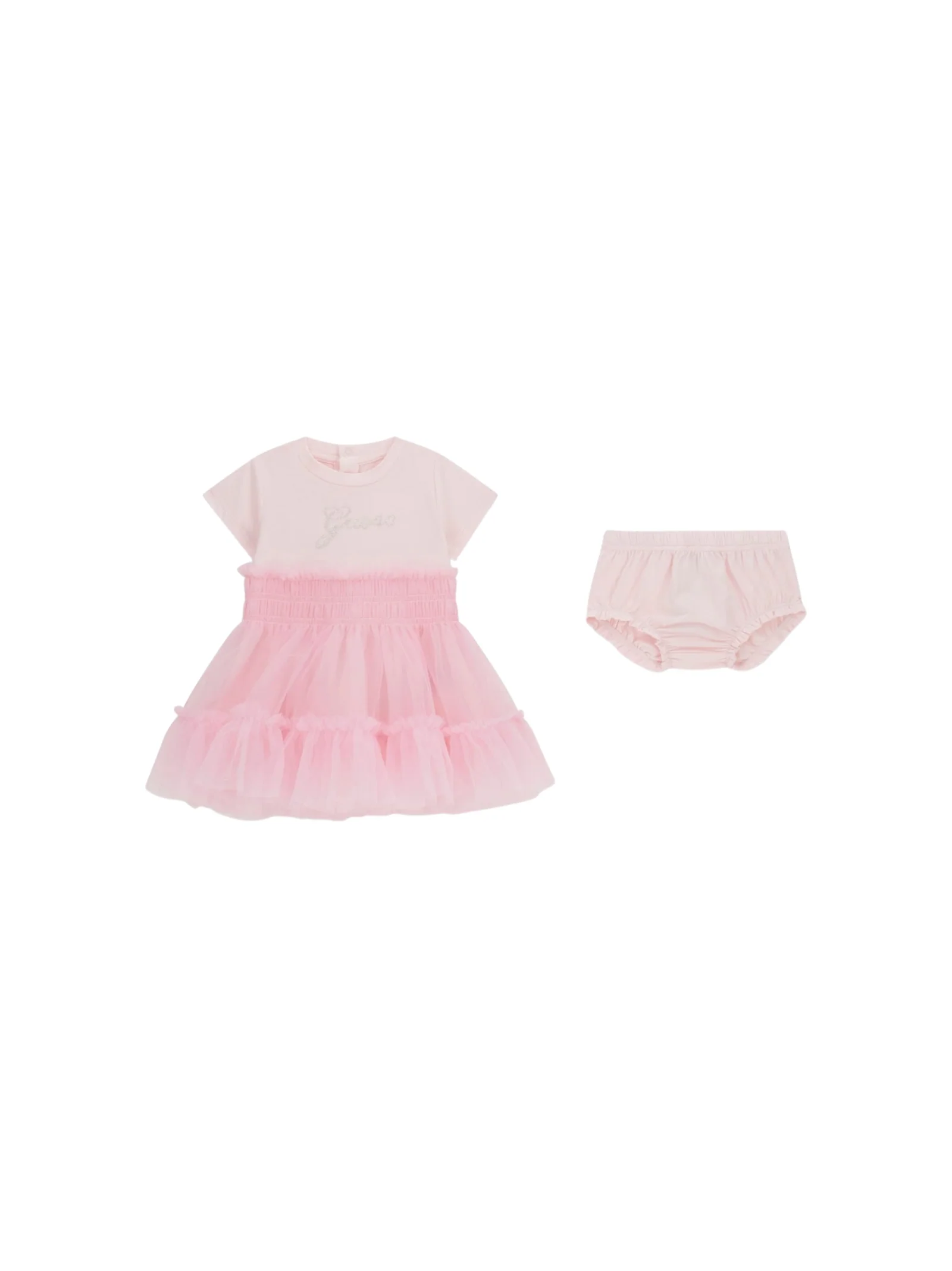 Abito con culotte Guess rosa con logo glitter