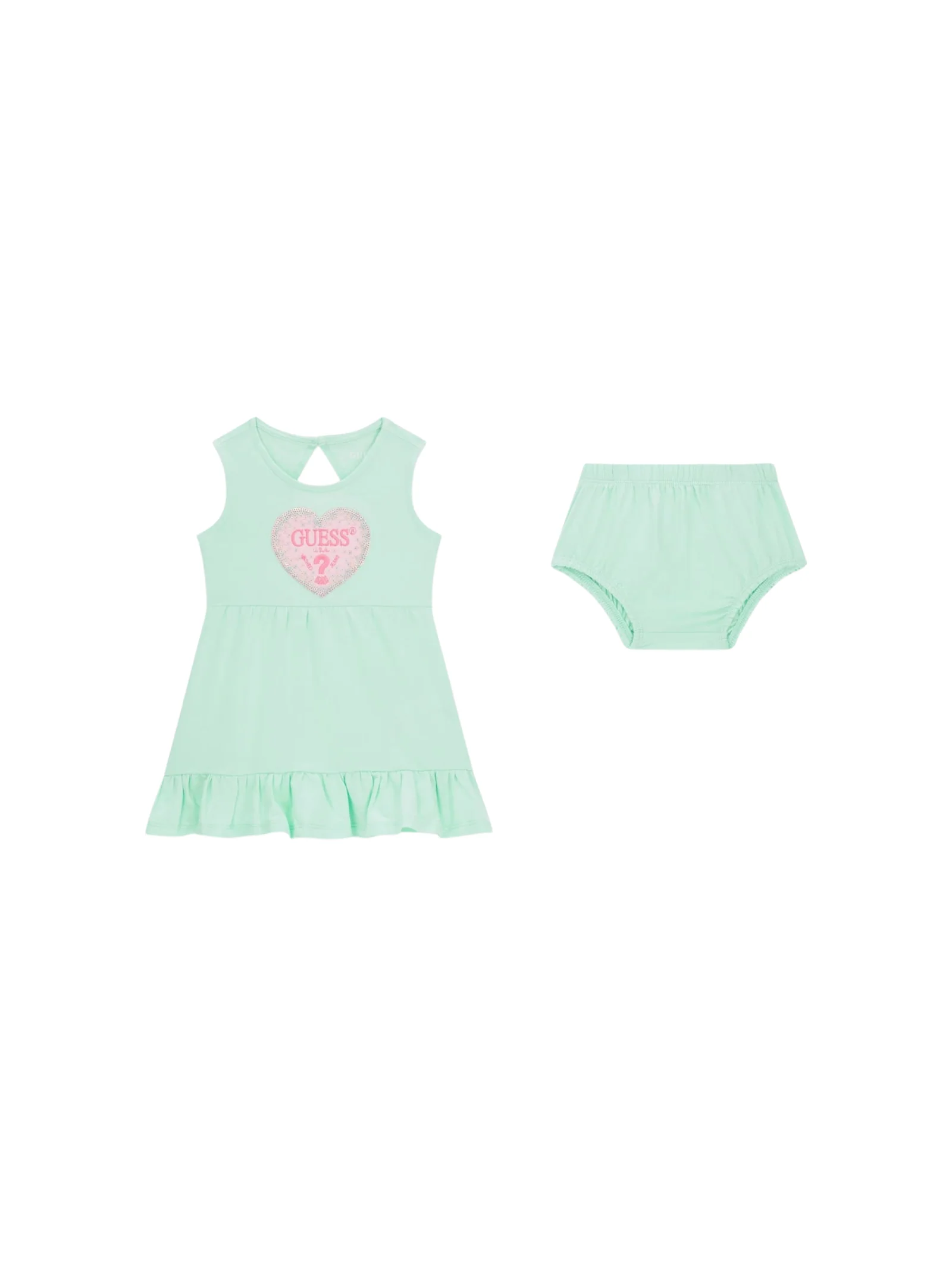 Abito con culotte Guess verde acqua con stampa a cuore