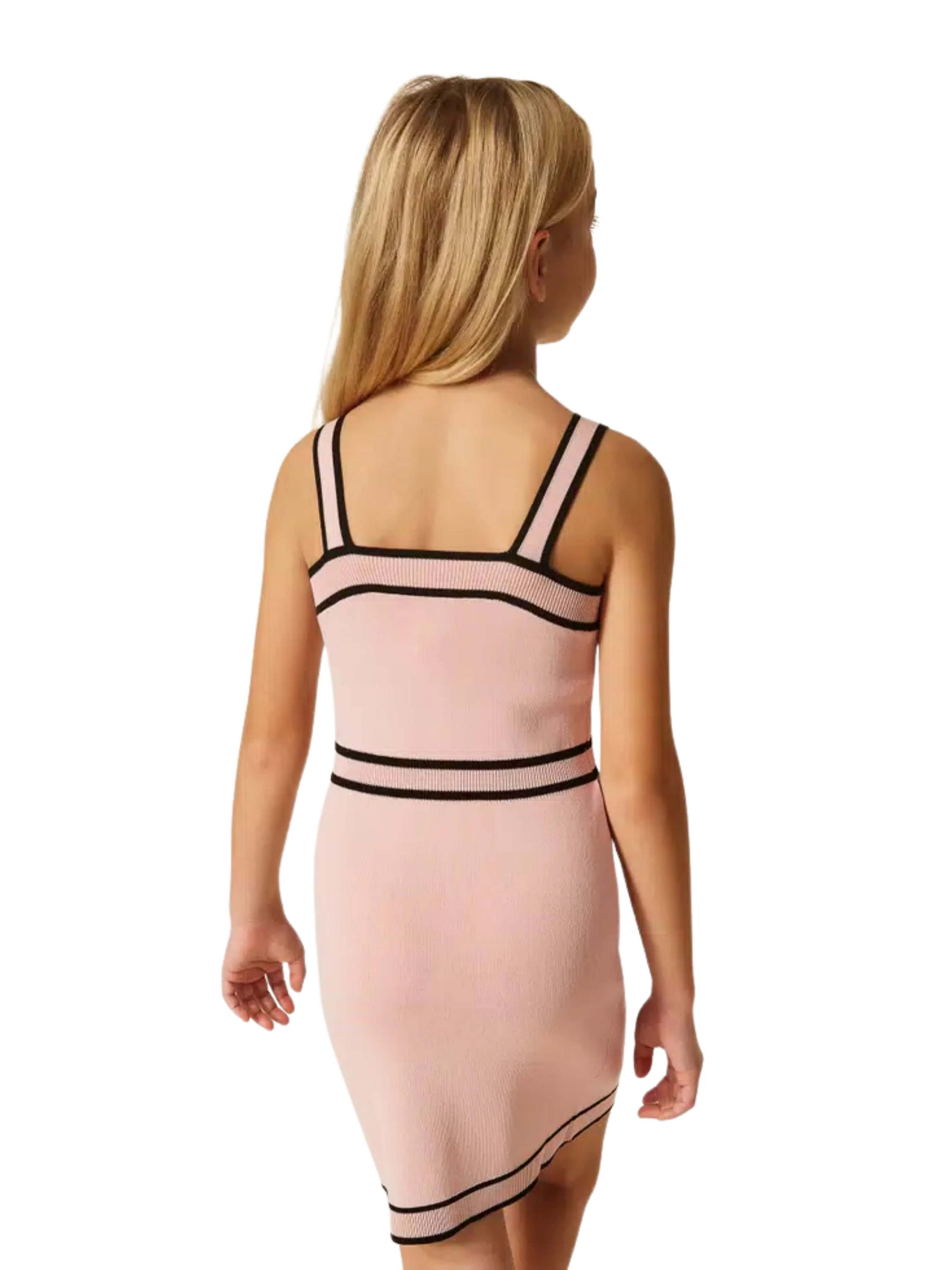 Abito corto in maglia Twinset rosa con bordature - Image 6