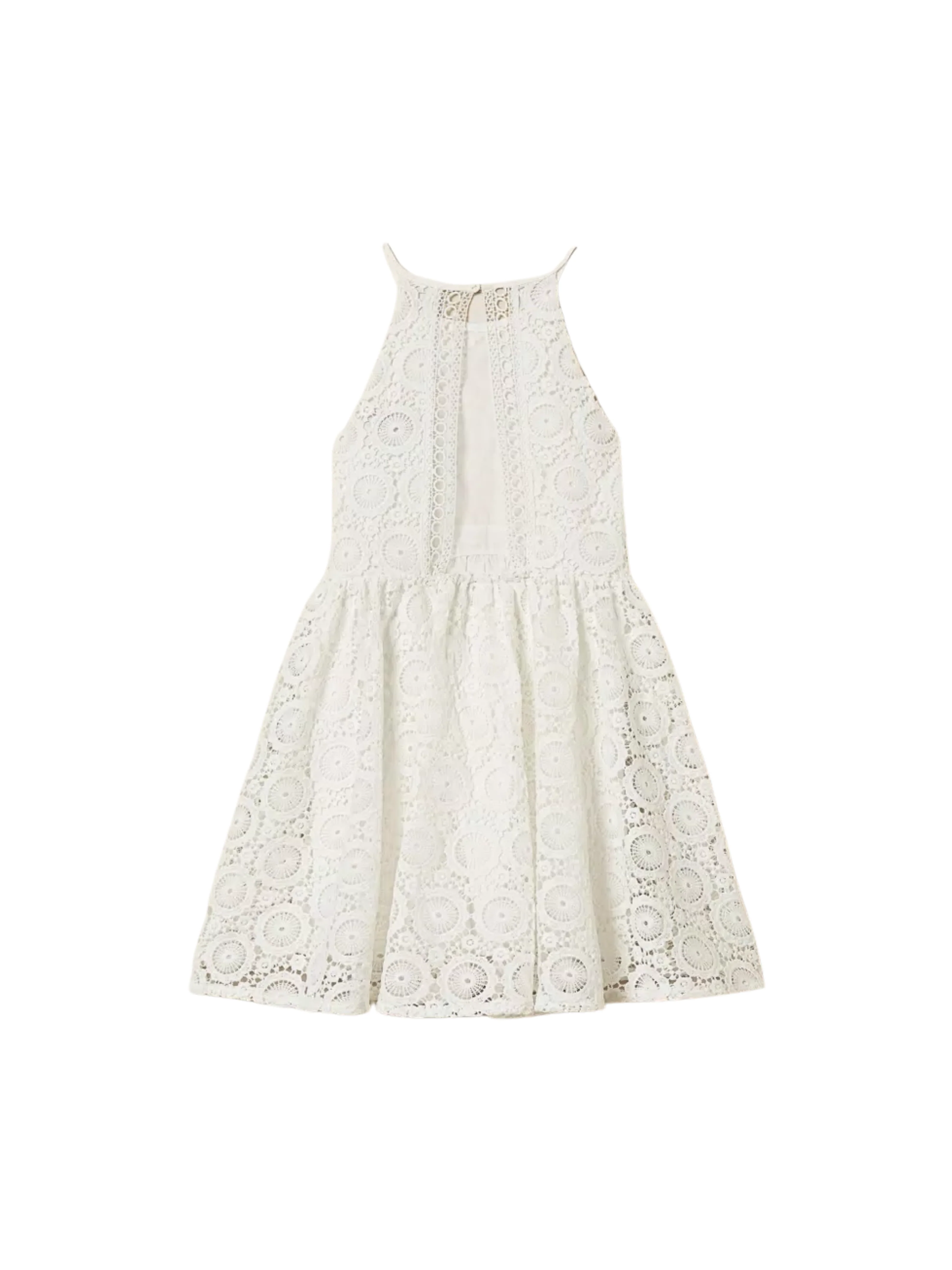 Abito corto Twinset bianco in pizzo macramè - Image 2