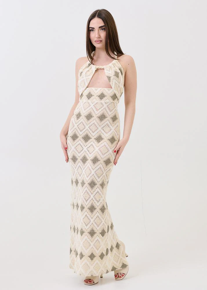 Abito cut out lurex Bohemian Vì bianco panna - Image 2