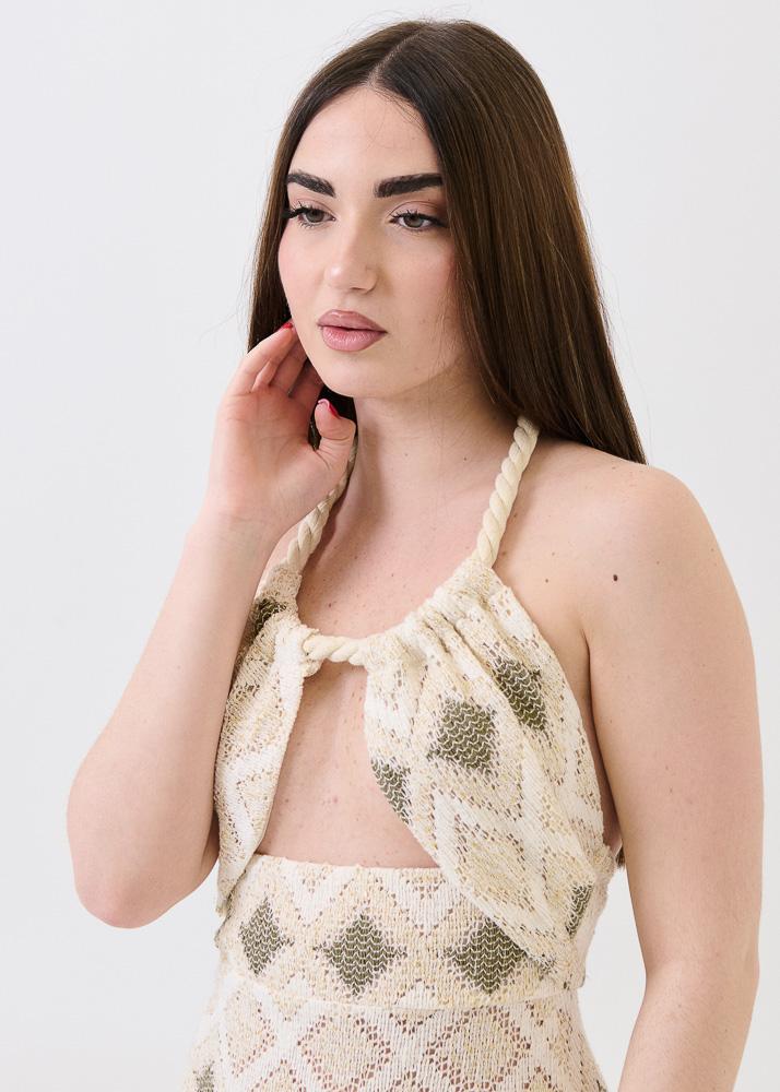 Abito cut out lurex Bohemian Vì bianco panna - Image 3