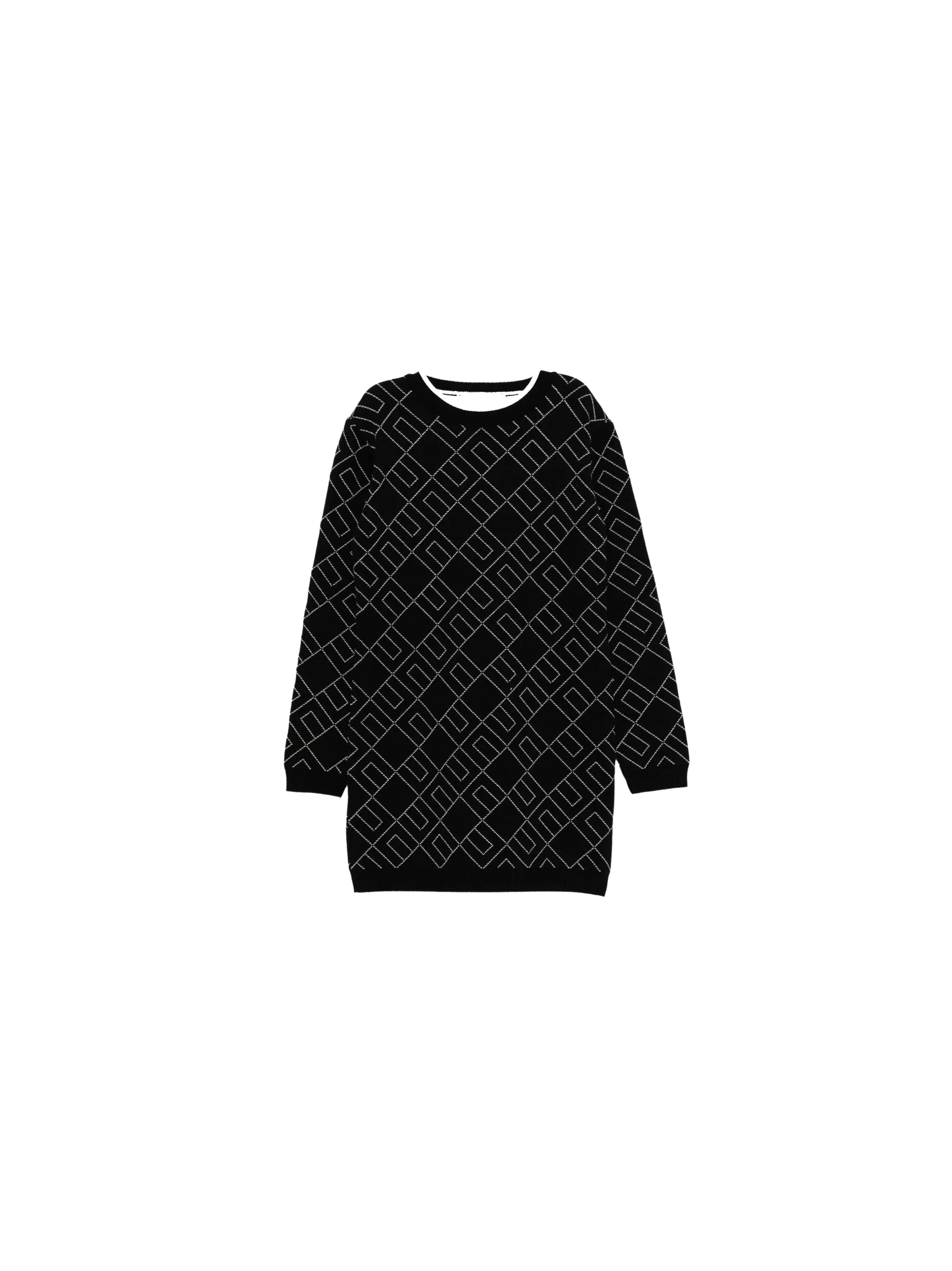 Abito Elisabetta Franchi nero con logo all over a contrasto
