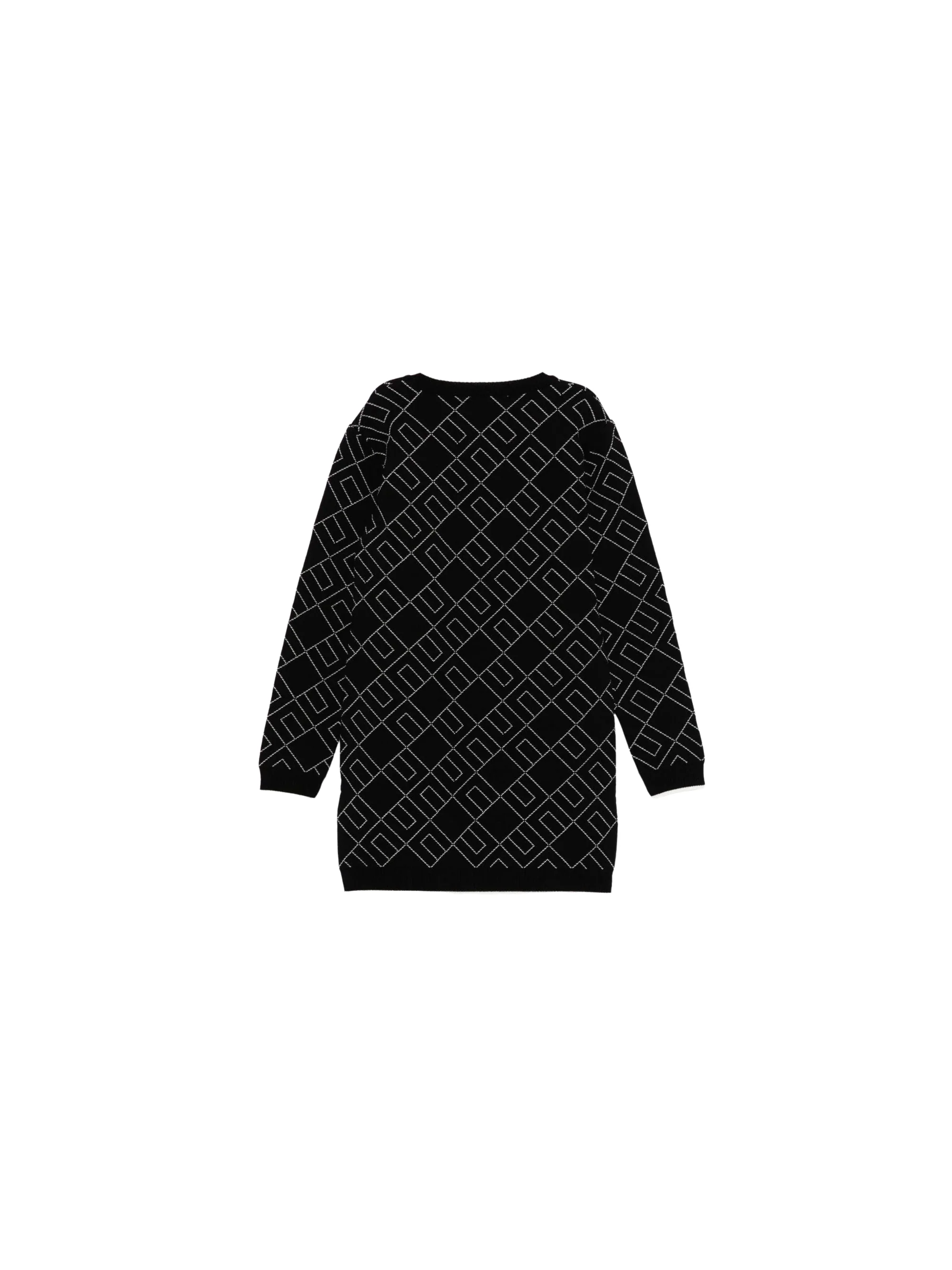 Abito Elisabetta Franchi nero con logo all over a contrasto - Image 2