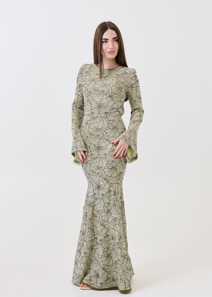 Abito lungo Bohemian Vì verde floreale con scollo ovale alla schiena - Image 2