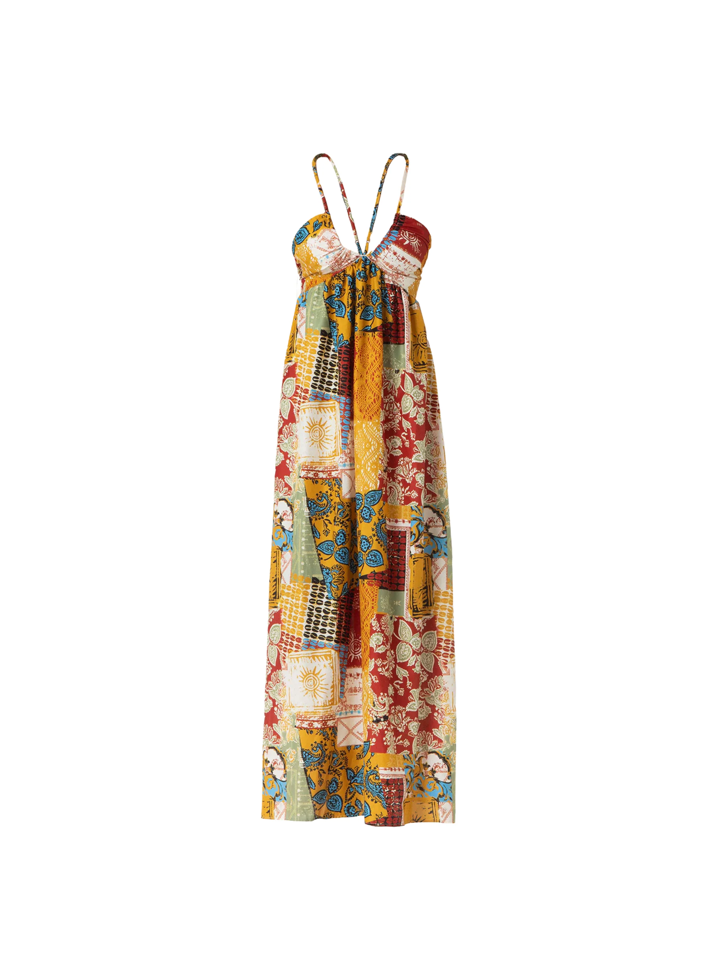 Abito lungo Fk multicolor con punto smock posteriore - Image 3