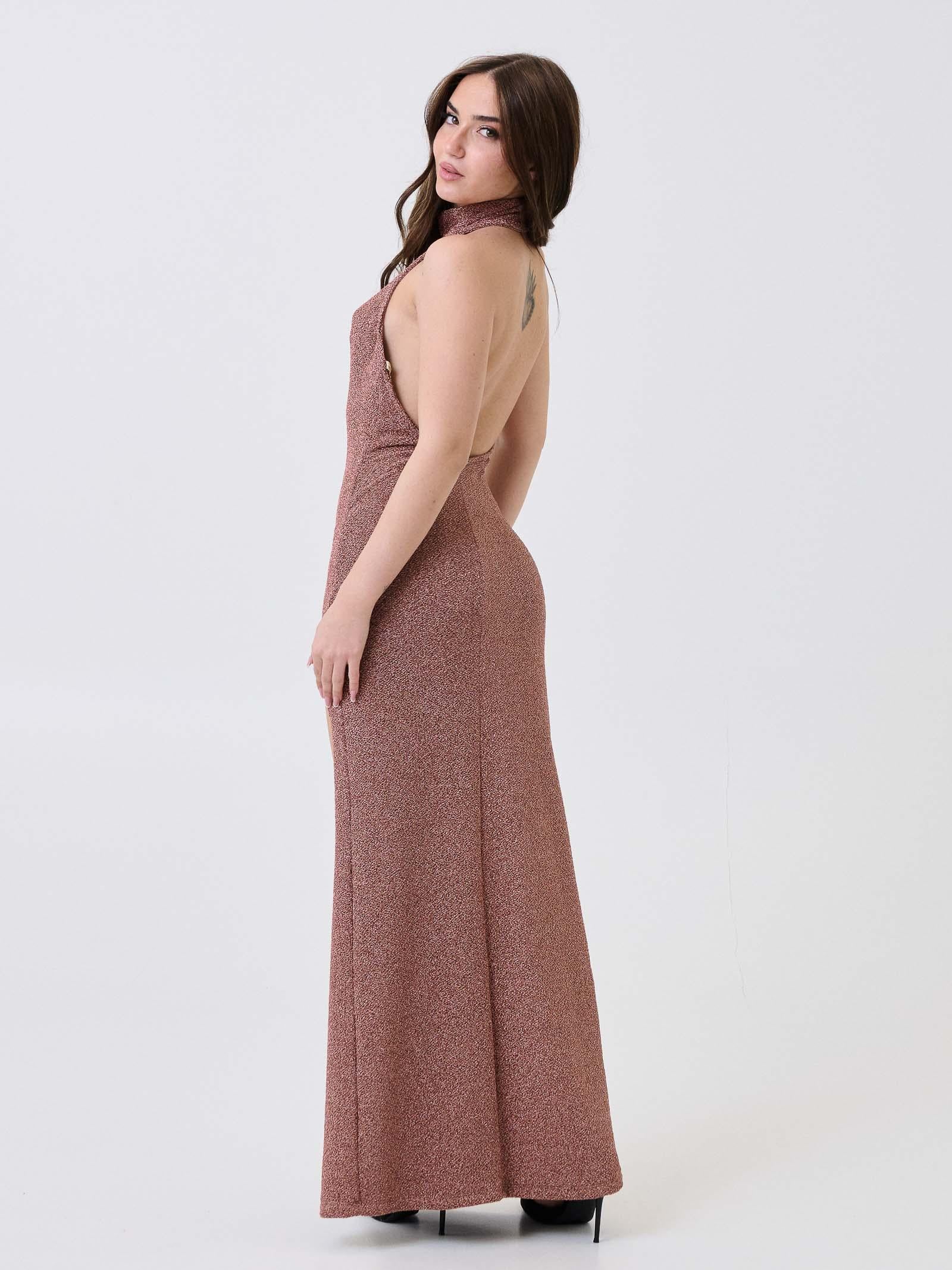 Abito lungo "Sparkle" Silence Limited rosa gold lamè - Image 3