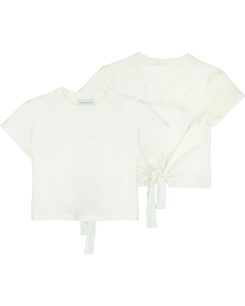 T-Shirt cropped Tobetoo bianca con fiocco