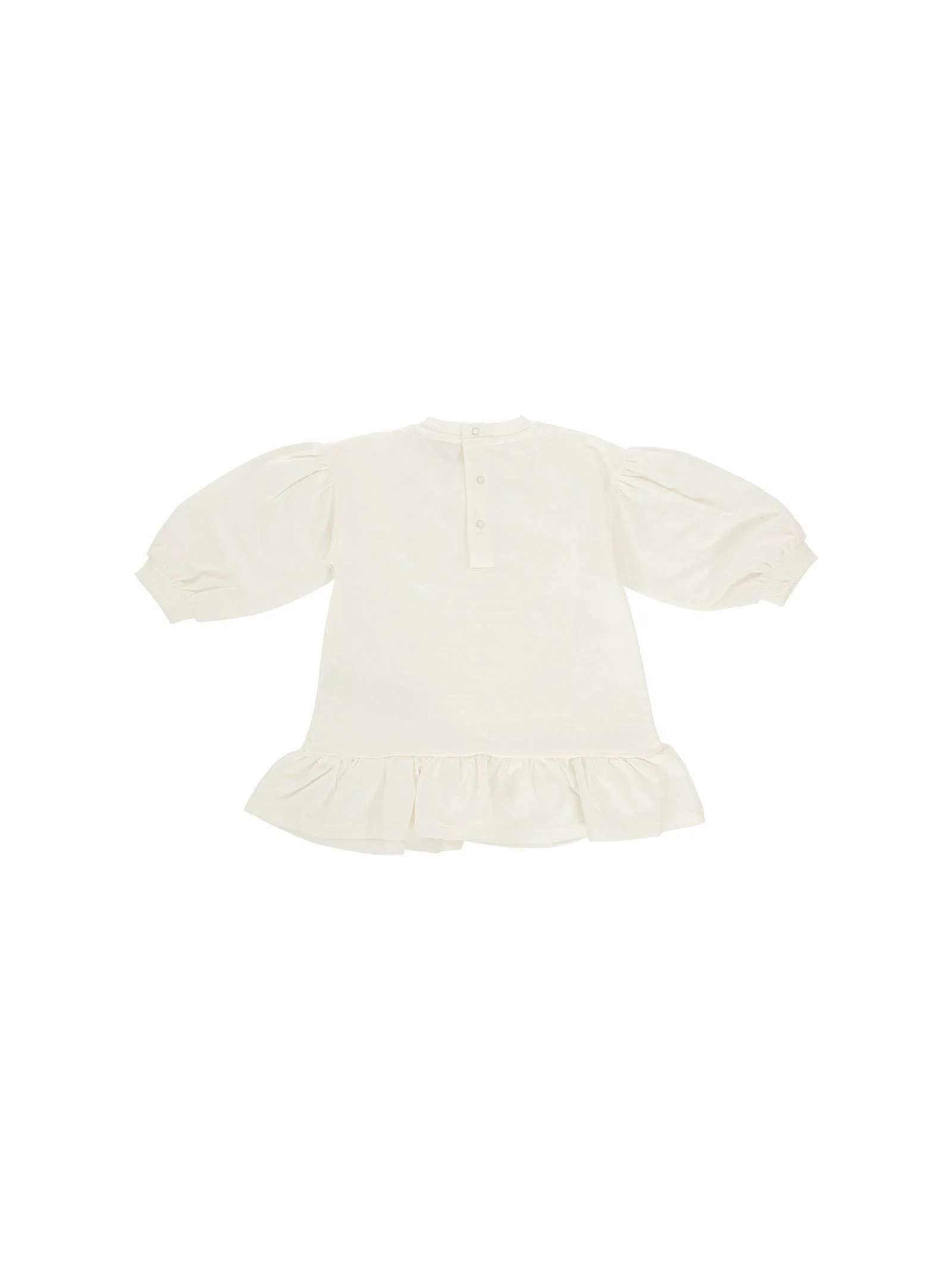 Abito Moschino bianco con dettaglio paillettes e dettagli arricciati - Image 2