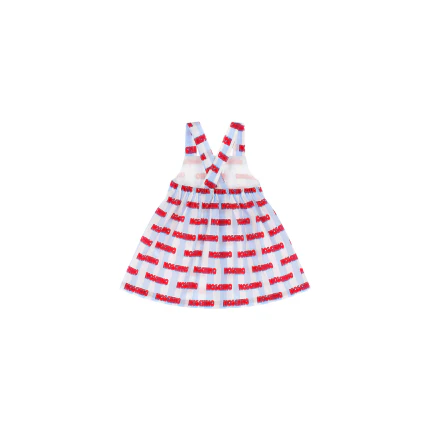 Abito Moschino bianco e azzurro con logo all over - Image 2