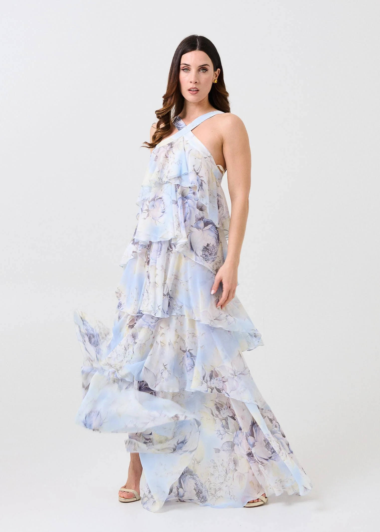 Abito "new lilly" Silence Limited azzurro con stampa floreale - Image 2