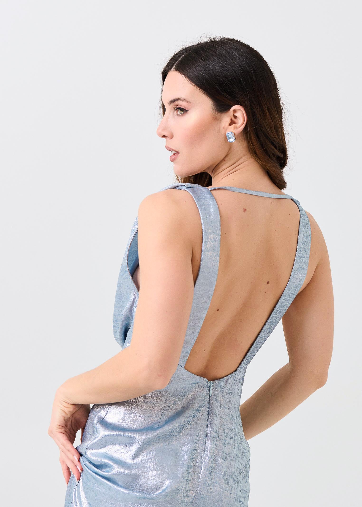 Abito Silence Limited azzurro con scollo halter - Image 3