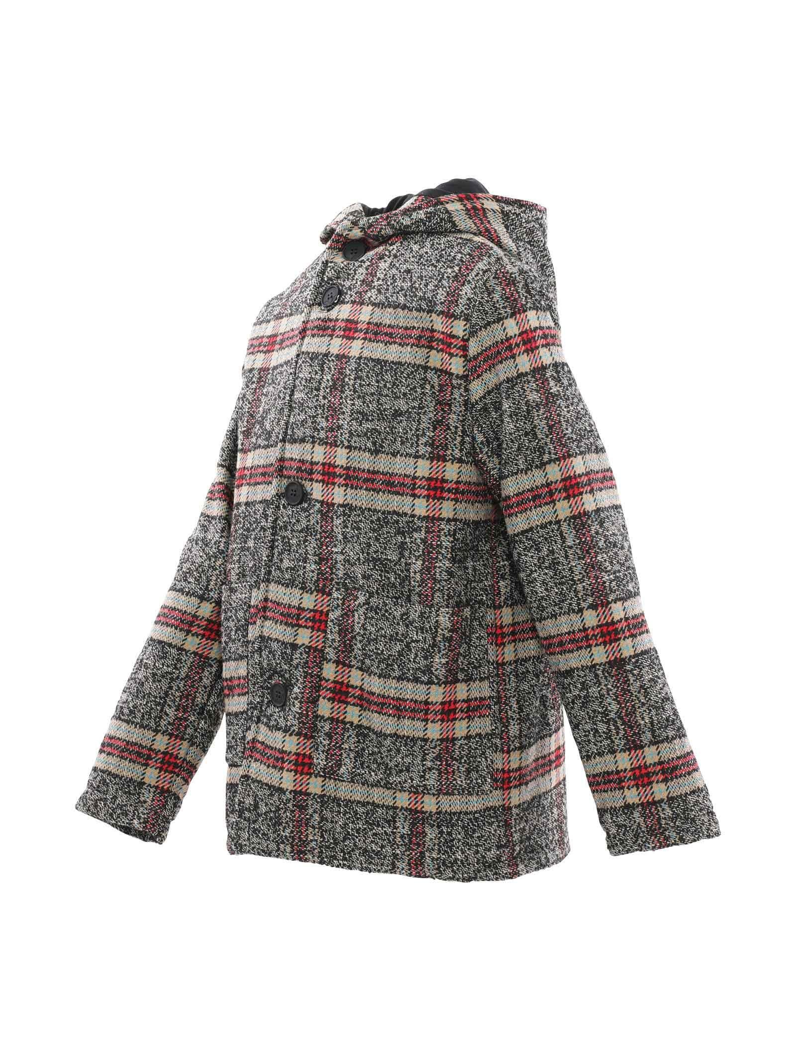 Cappotto a quadri con cappuccio - Image 2