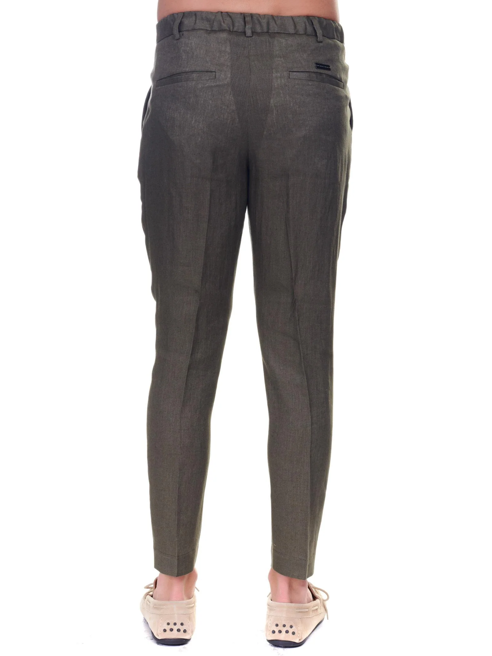 Pantalone in lino verde militare - Image 3