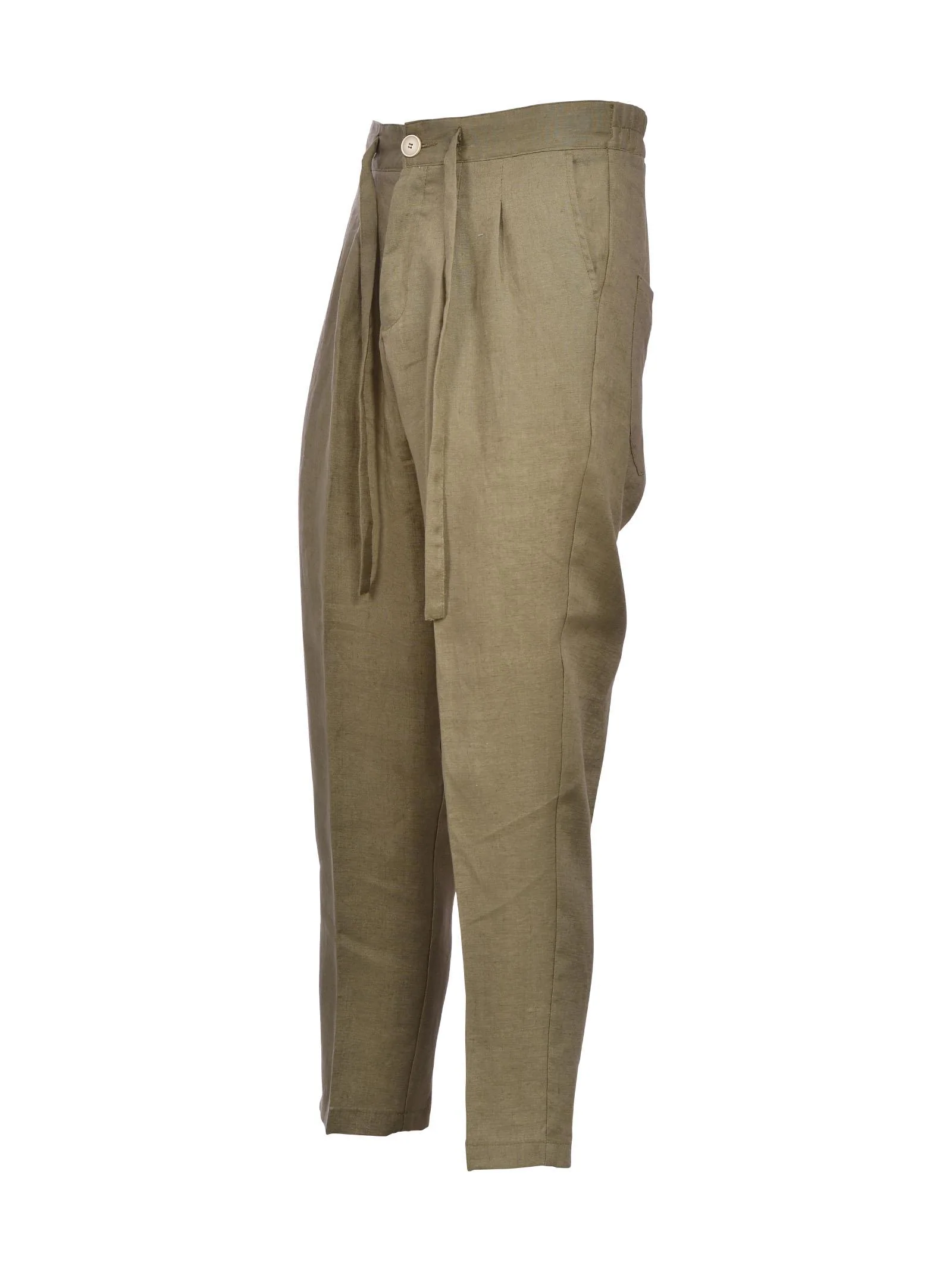 Pantalone verde militare in lino - Image 2
