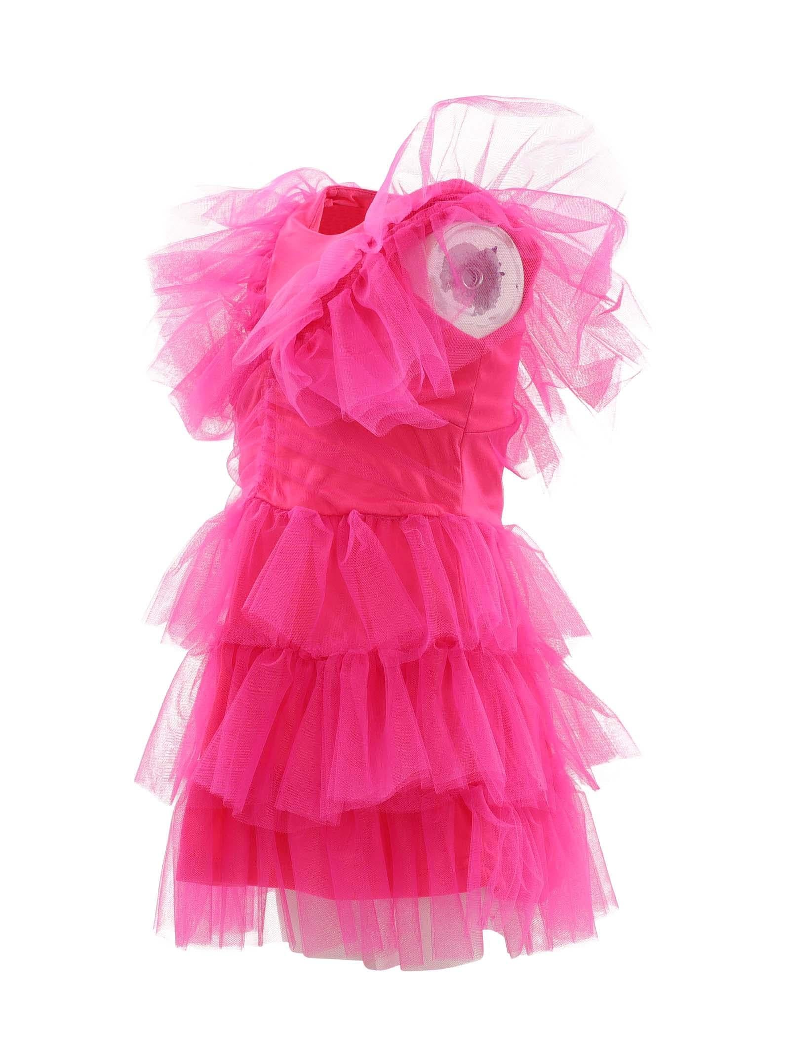 Abito fucsia con tulle - Image 2