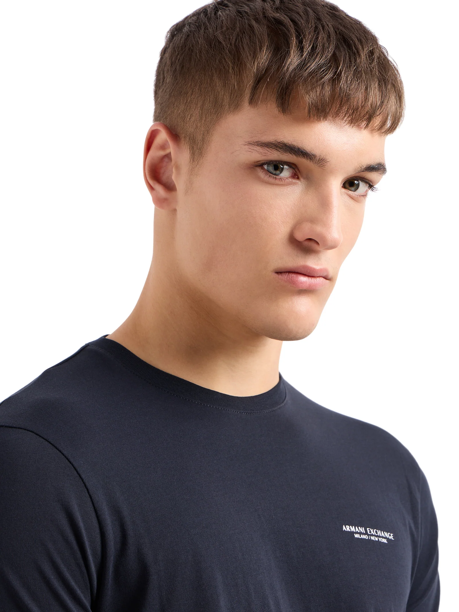 T-shirt Armani Exchange blu navy con logo sul petto - Image 2