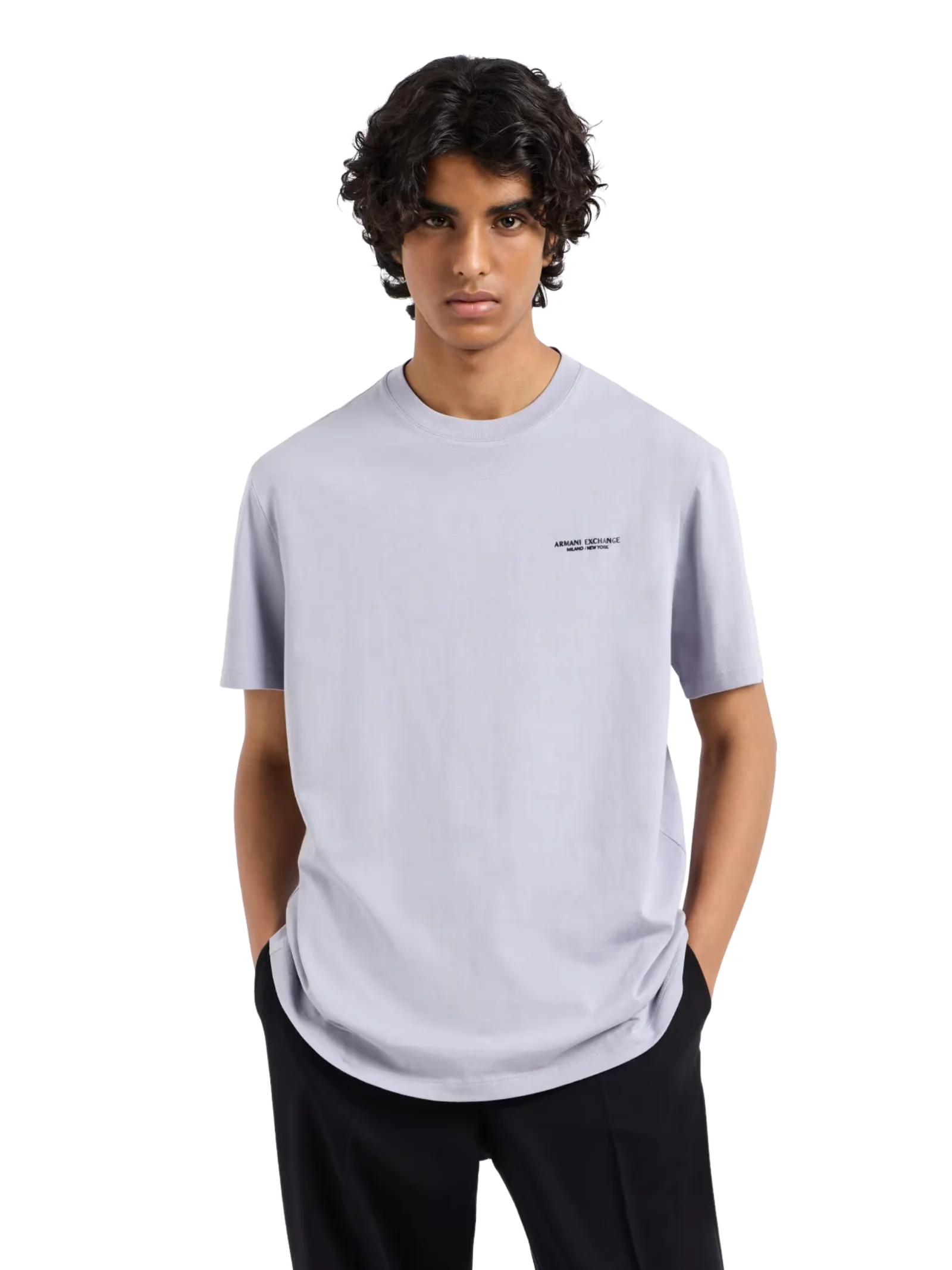 T-shirt Armani Exchange lilla con logo sul petto - Image 2