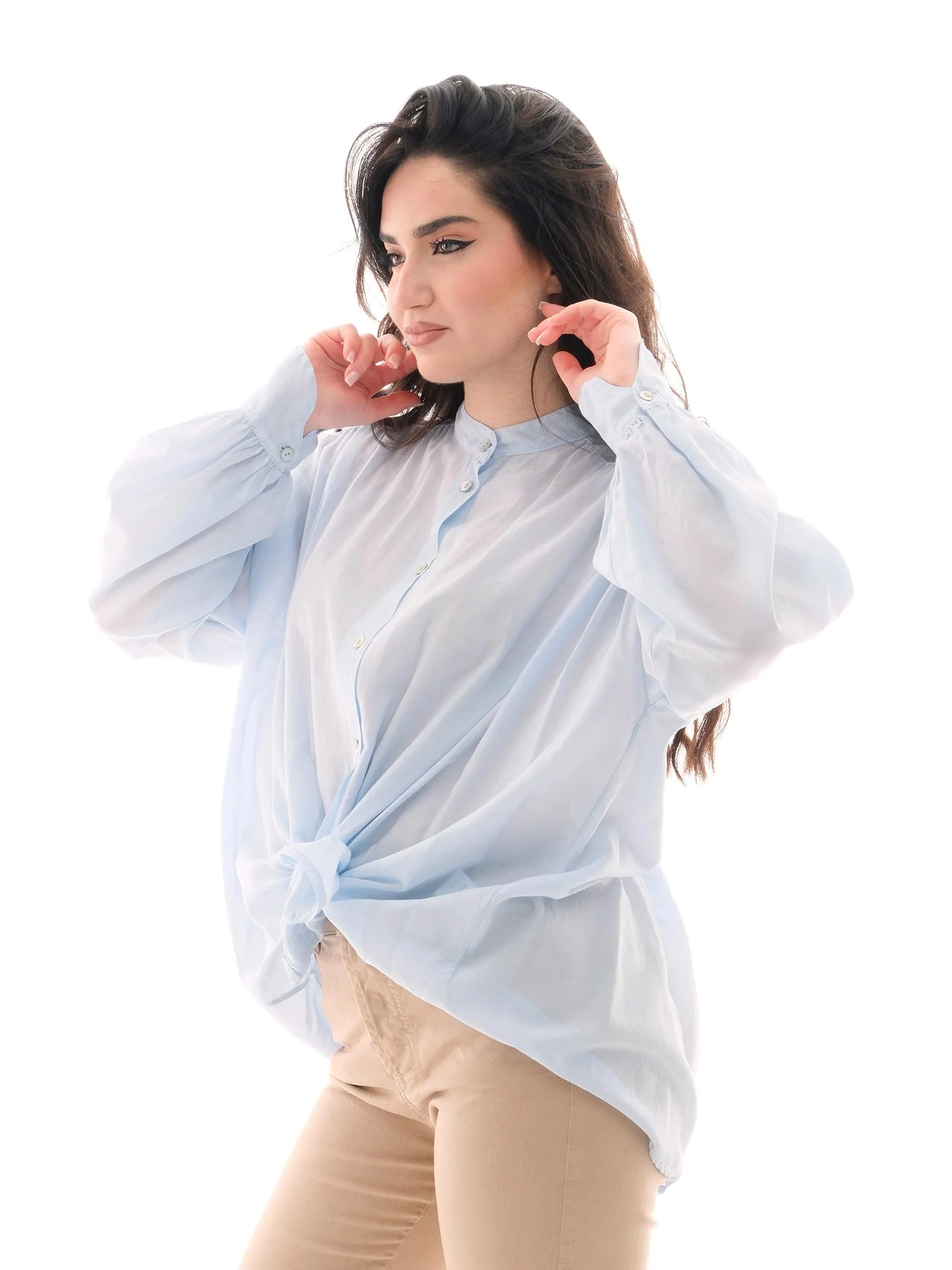 Camicia Armoire azzurra con nodo frontale - Image 2