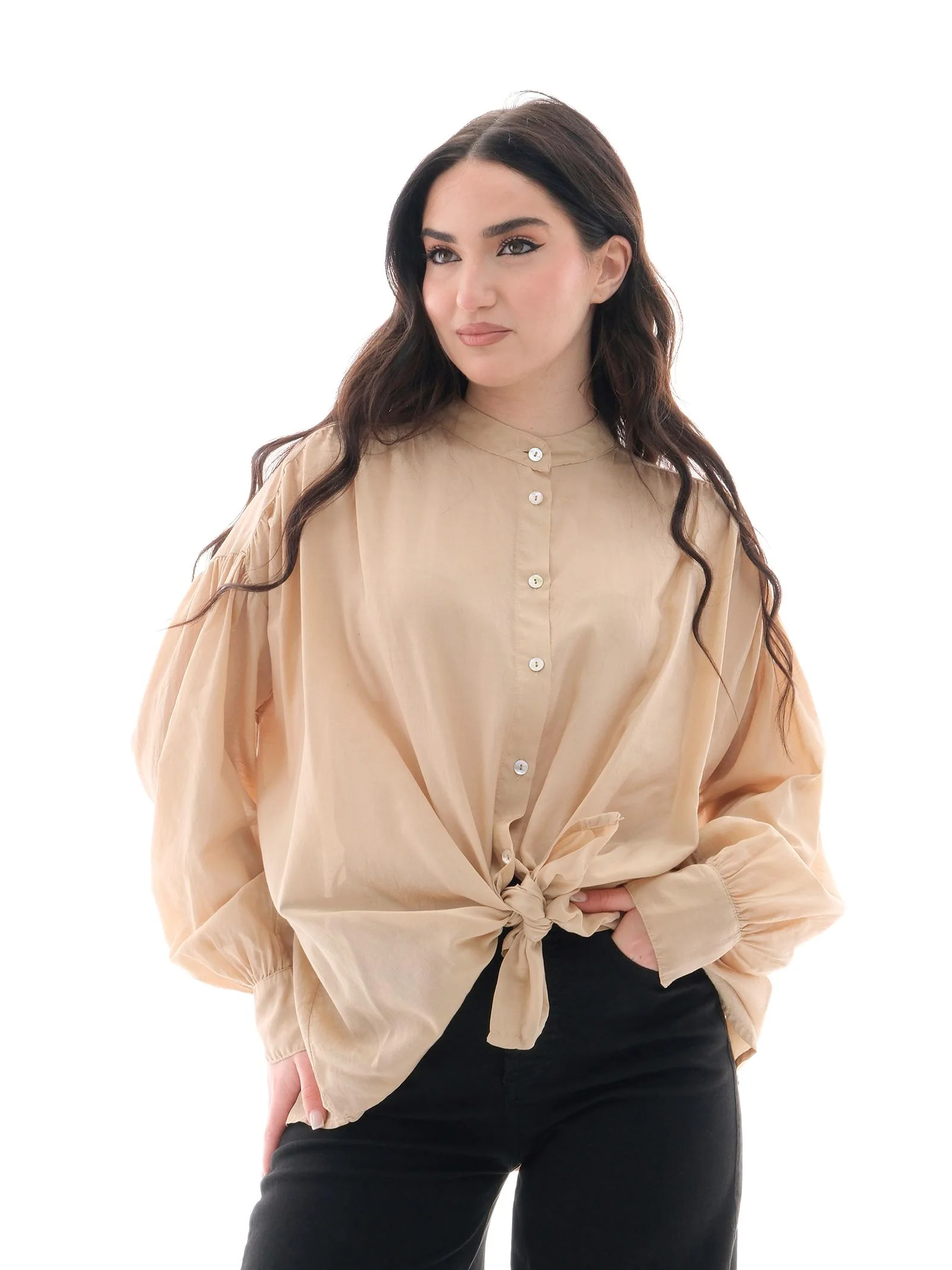 Camicia Armoire sabbia con nodo frontale - Image 2