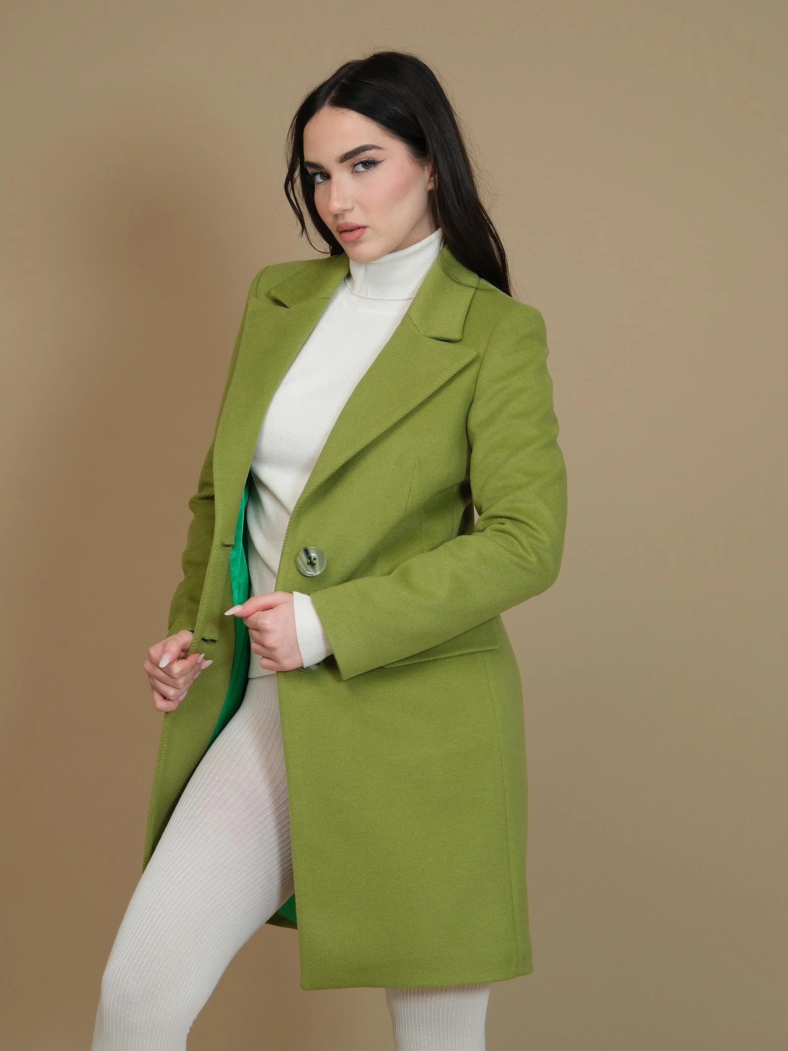 Cappotto corto monopetto Armoire Antonella verde - Image 2