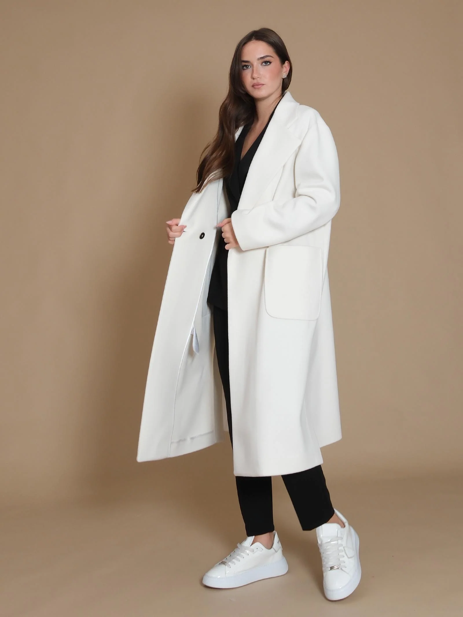Cappotto over Armoire doppiopetto con tasconi panna - Image 2