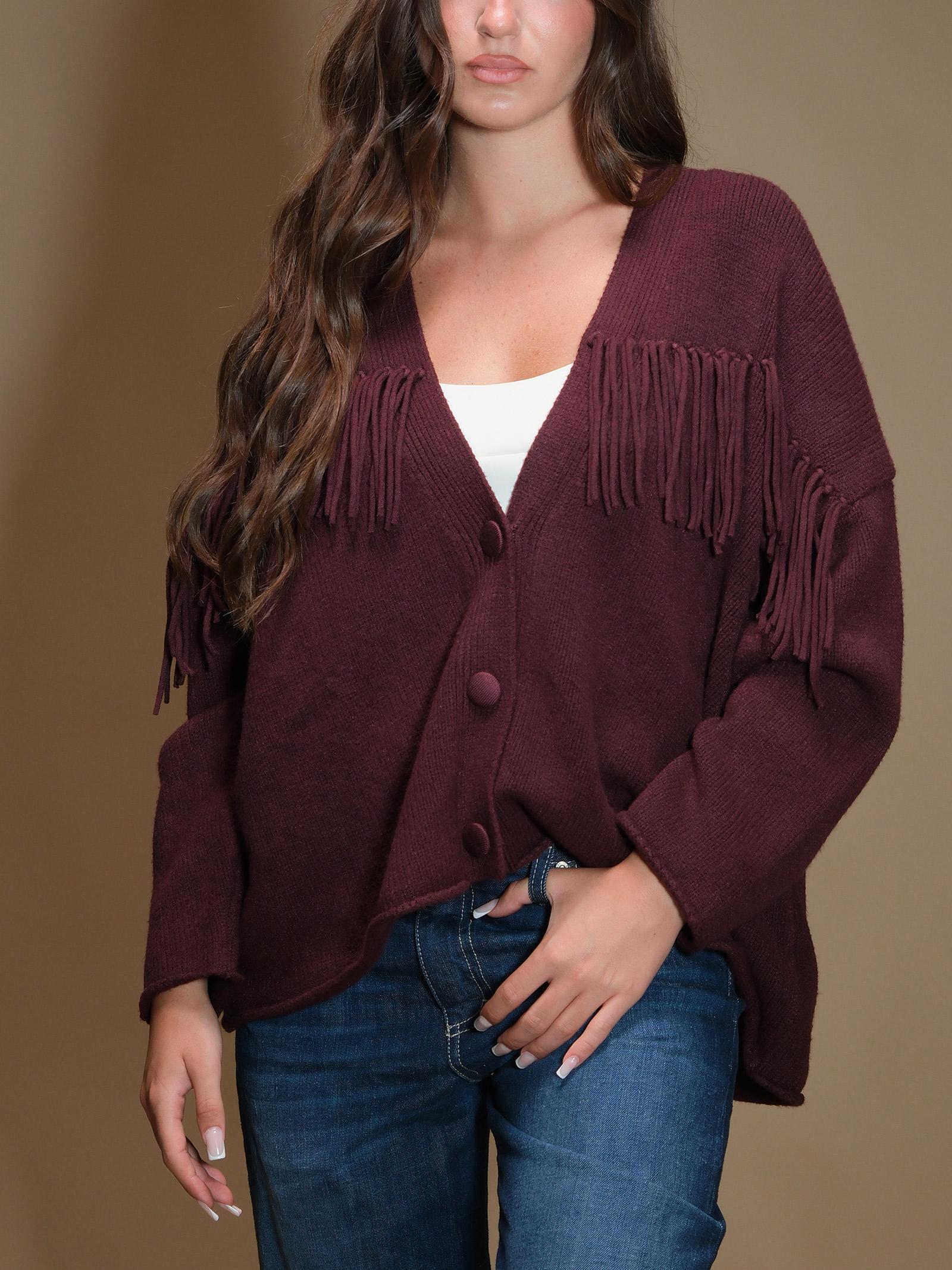 Cardigan Armoire over dettagli frange vino - Image 2