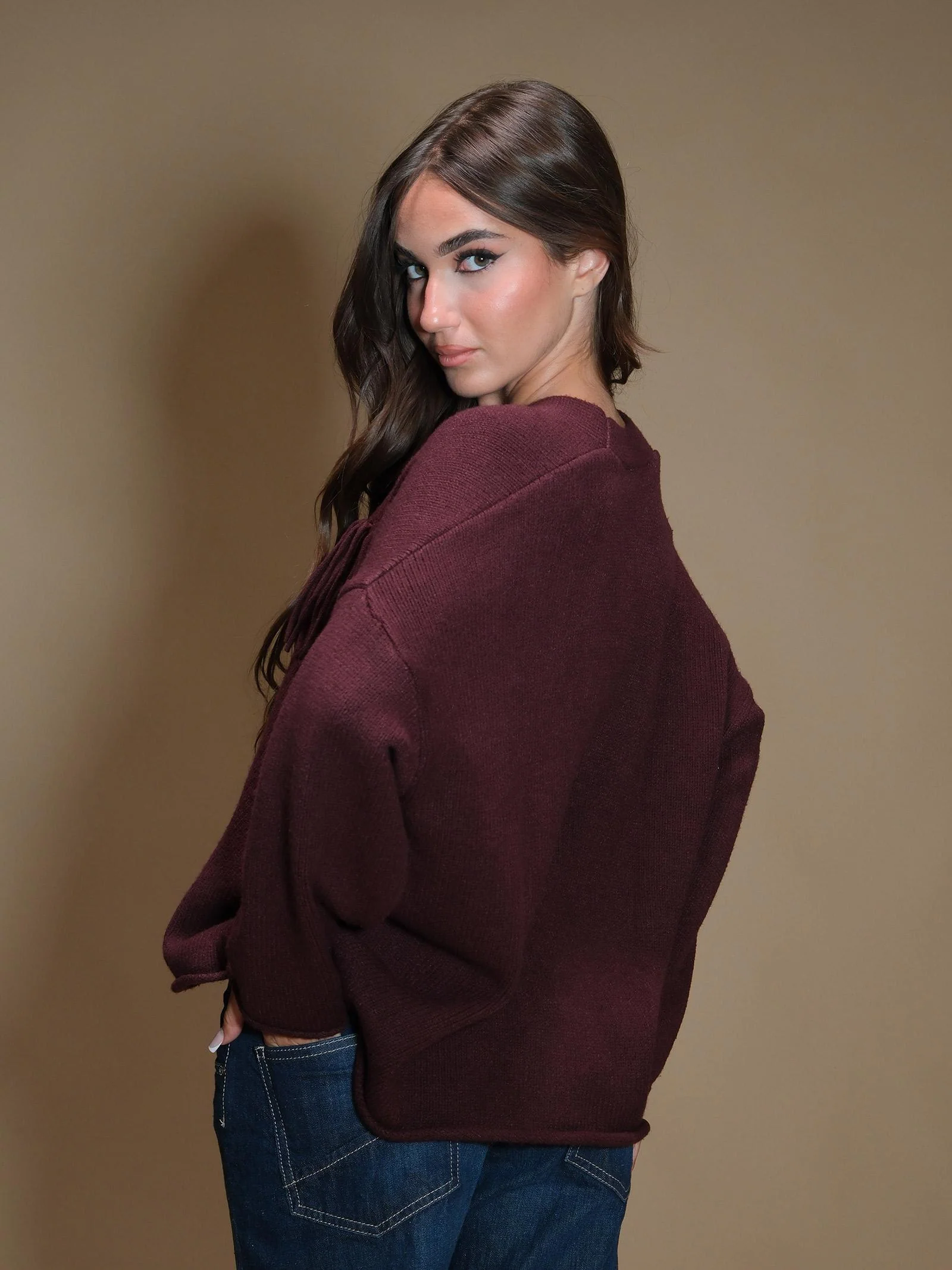 Cardigan Armoire over dettagli frange vino - Image 3