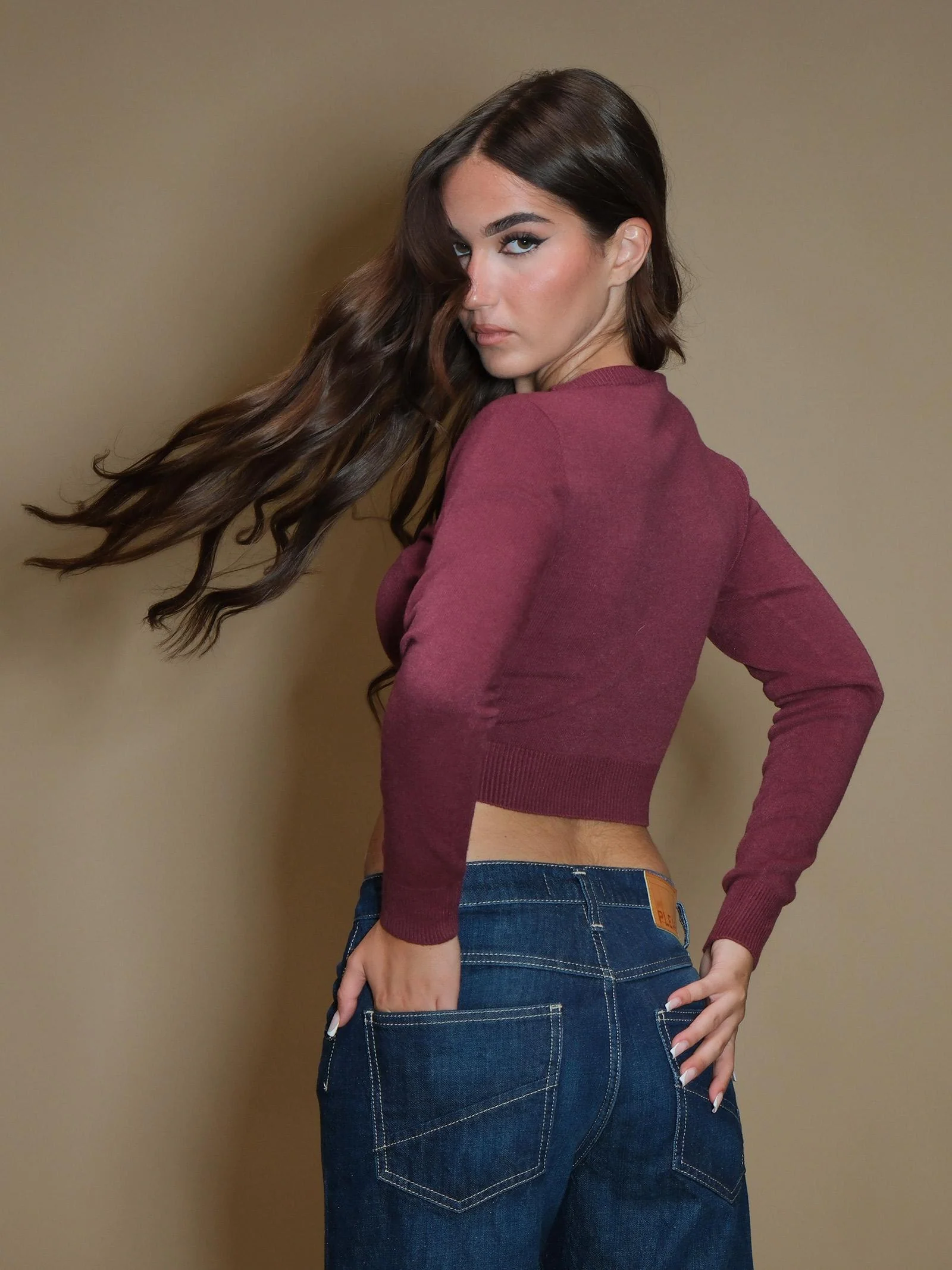 Maglione Armoire crop bordeaux - Image 3